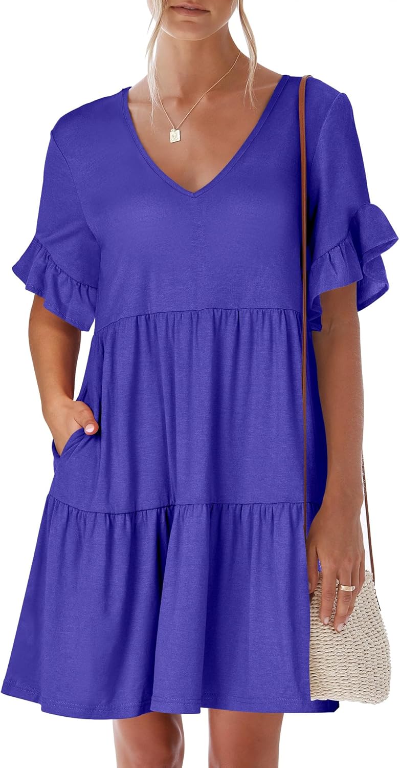 Trendy ANRABESS Dresses for Women, Special Summer 2025 V Neck Ruffle Sleeve Dres...