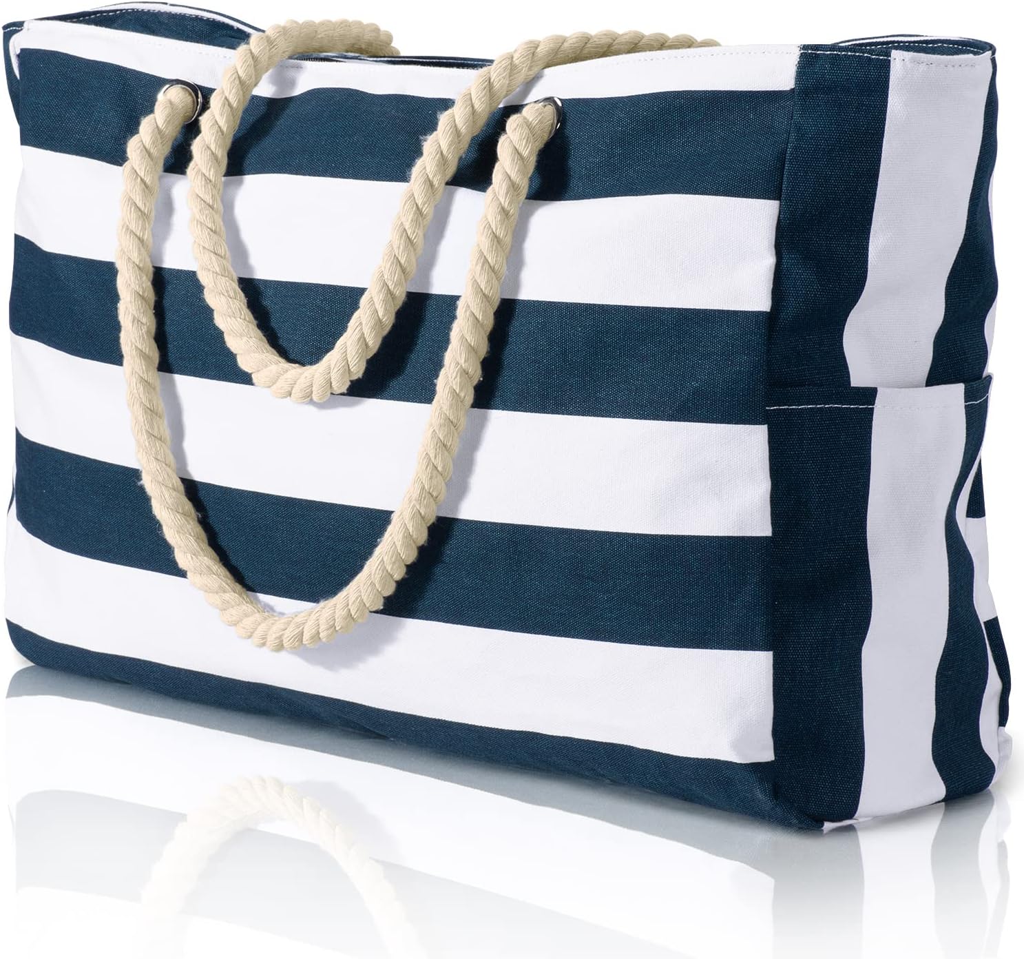 oscaurt Beach Bag Large Waterproof Beach Tote Bags with Zip and Rope Handle Summ...