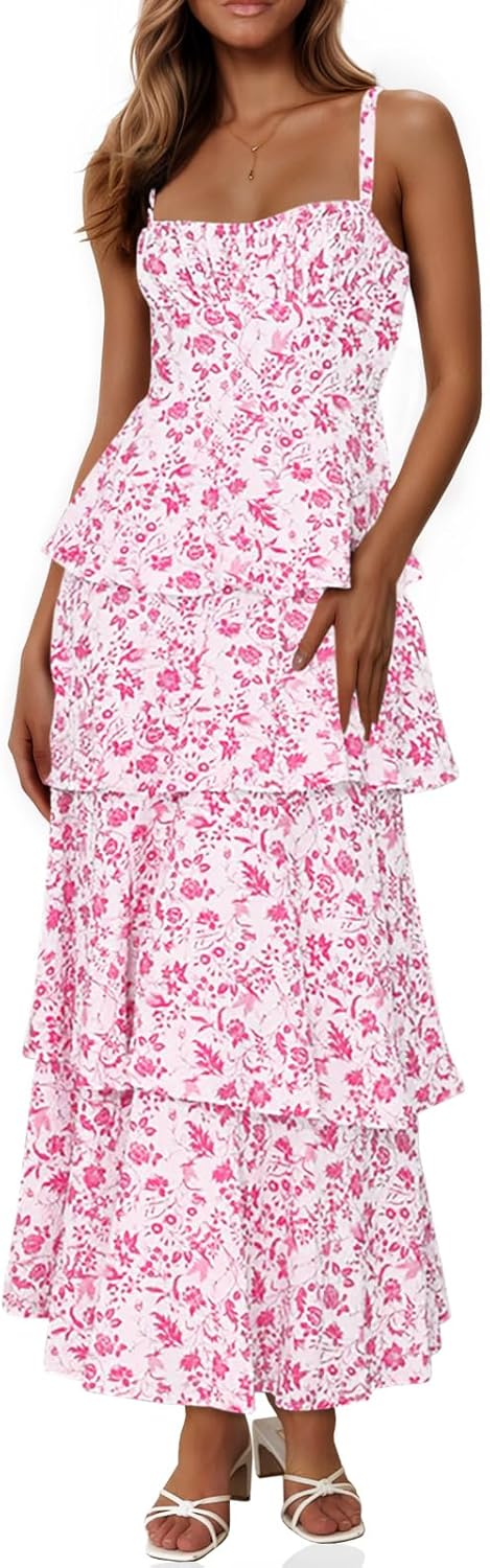 Unique Fisoew Womens Floral Maxi Dresses, Best Spaghetti Strap Casual Dress, Ele...