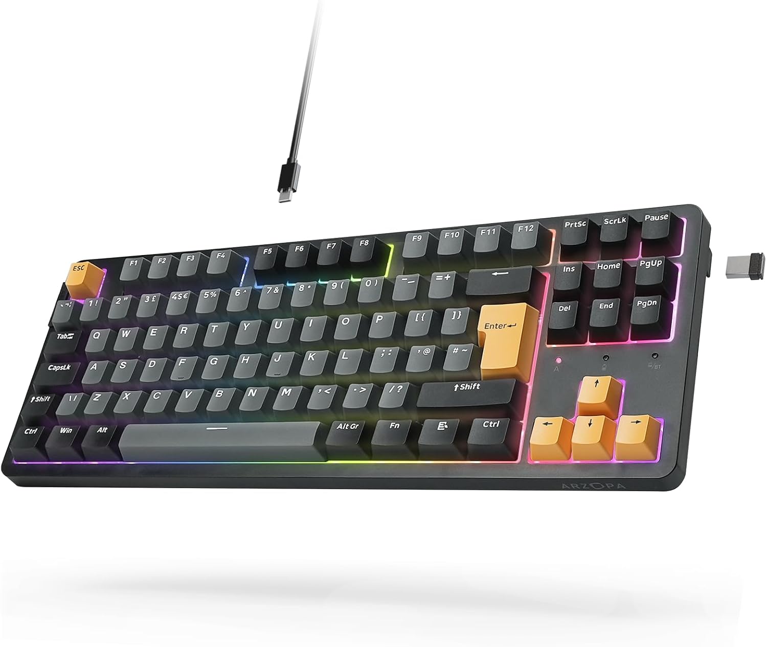 ARZOPA Wireless Mechanical Gaming Keyboard, 87 Keys RGB Backlit Gasket Mount PC...