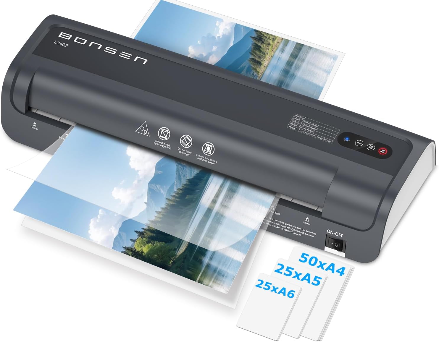 BONSEN A3 Laminator Machine with 100 Laminating Pouches, Never Jam Technology, 1...