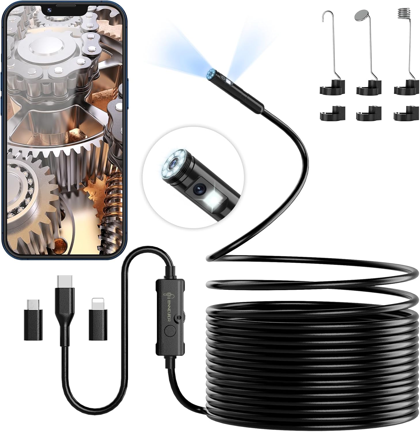 Enhanced W400E-Dual Lens Endoscope Camera, High-Quality Borescope Camera with 19...