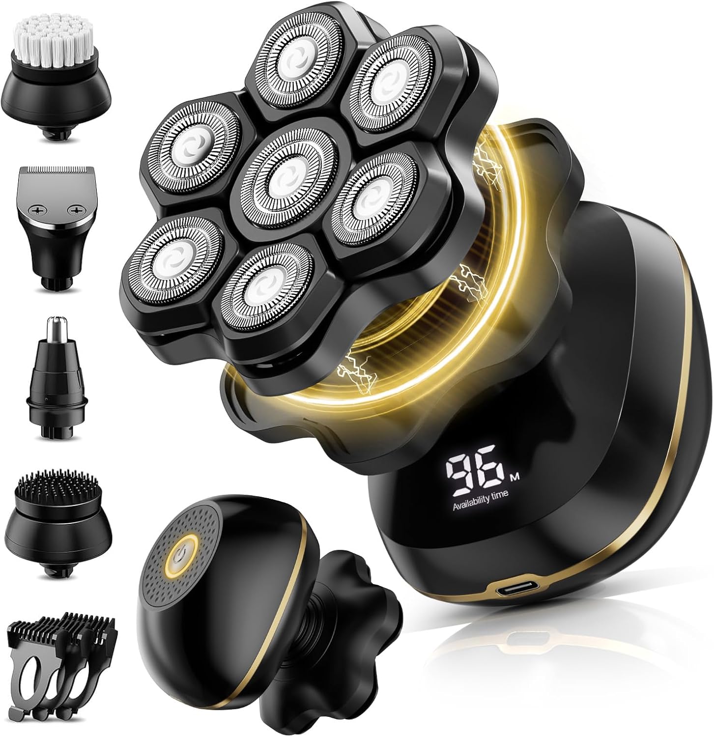 ROSSIFUR Head Shavers, Upgrade 6-in-1 Electric Head Shavers for Bald Men, Wet/Dr...