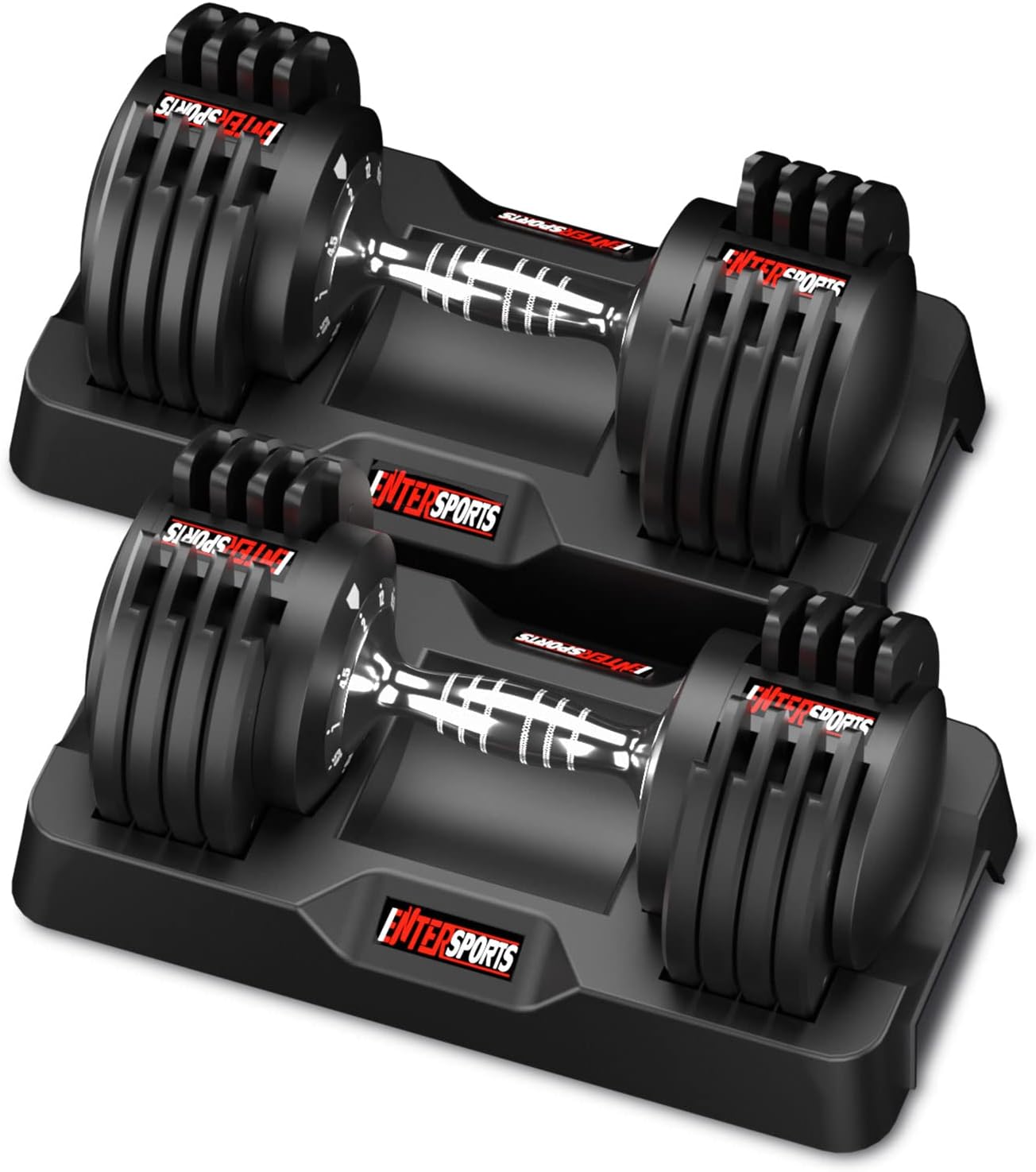 EnterSports 12kg/18KG/27KG Adjustable Dumbbells,Dumbbell Set for Saving Place, D...
