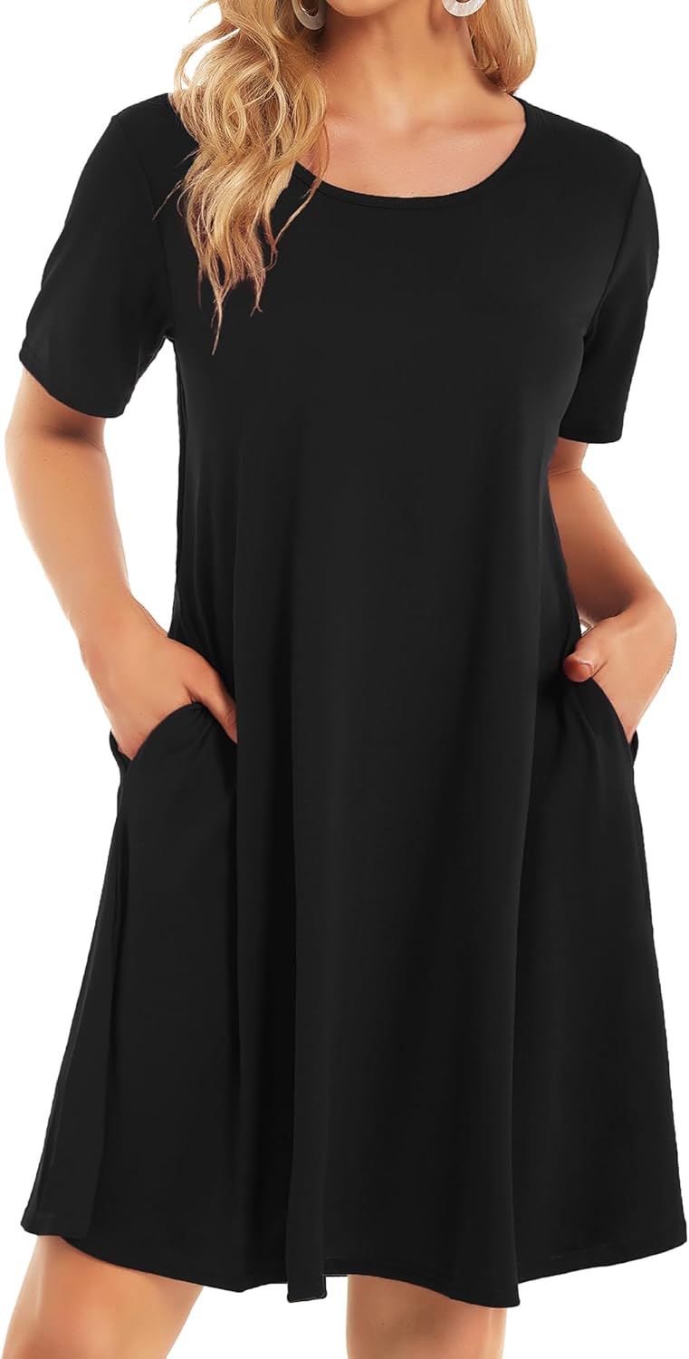 Women's Summer Dresses, Special Casual Loose T-Shirt Dress with Floral Design, I...