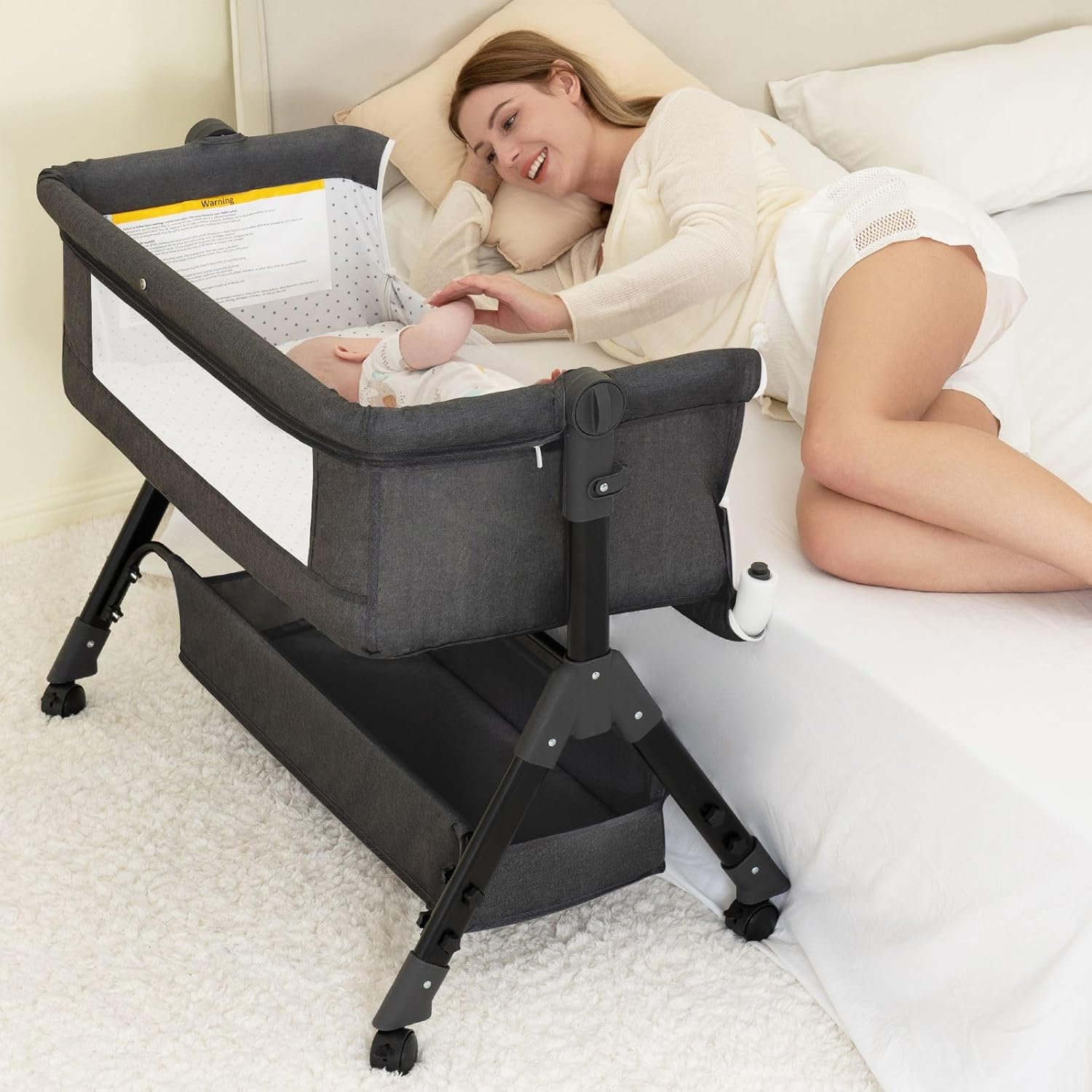 Baby Bassinet, Bedside Bassinet for Baby, 3 in 1 Bassinet Bedside Sleeper with W...