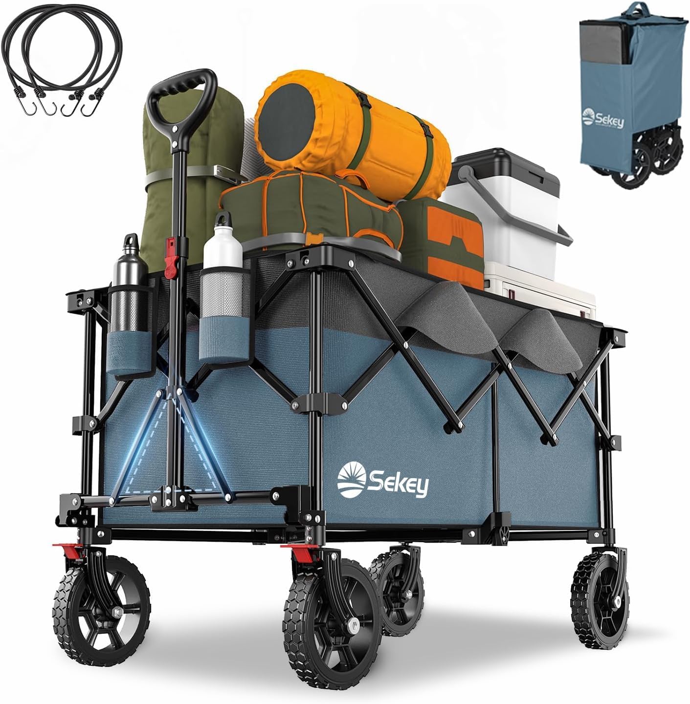 Sekey 200L Folding Festival Trolley with All-Terrain Wheels and Brake, Heavy-Dut...