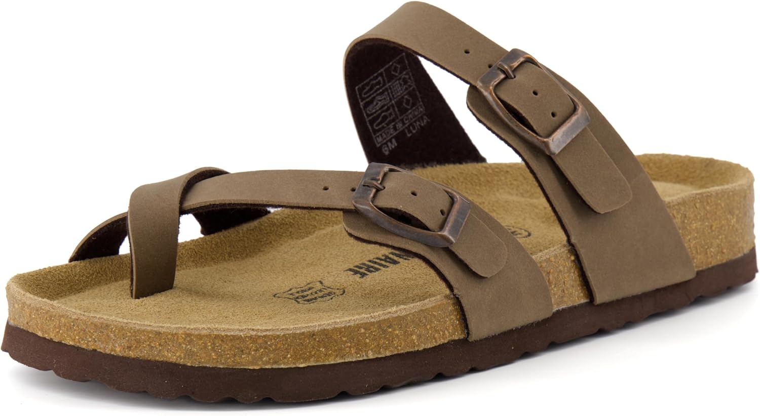 CUSHIONAIRE Women's Luna Cork Footbed Sandal With +Comfort 7.5 Brown
