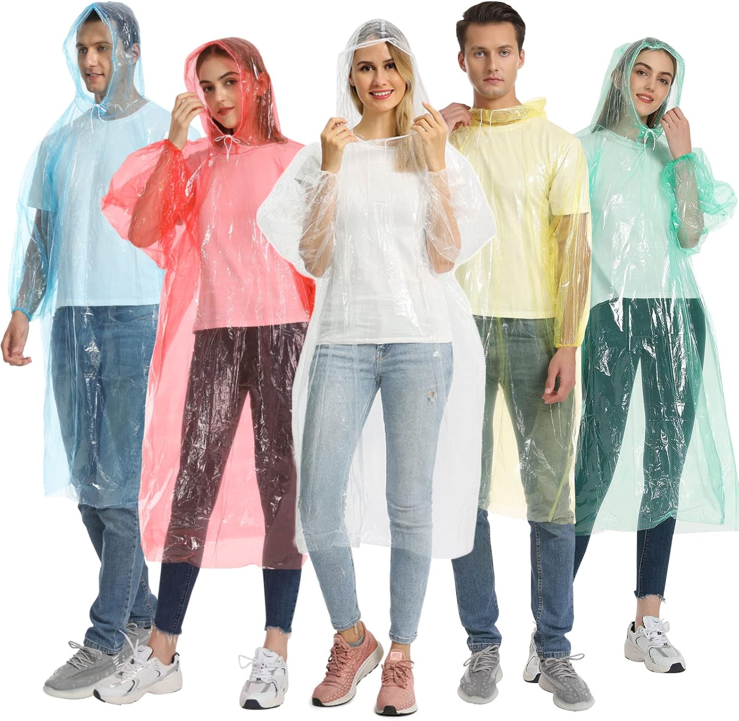 Opret Disposable Rain Ponchos, 5/10 pcs Emergency Raincoats Waterproof Ponchos L...
