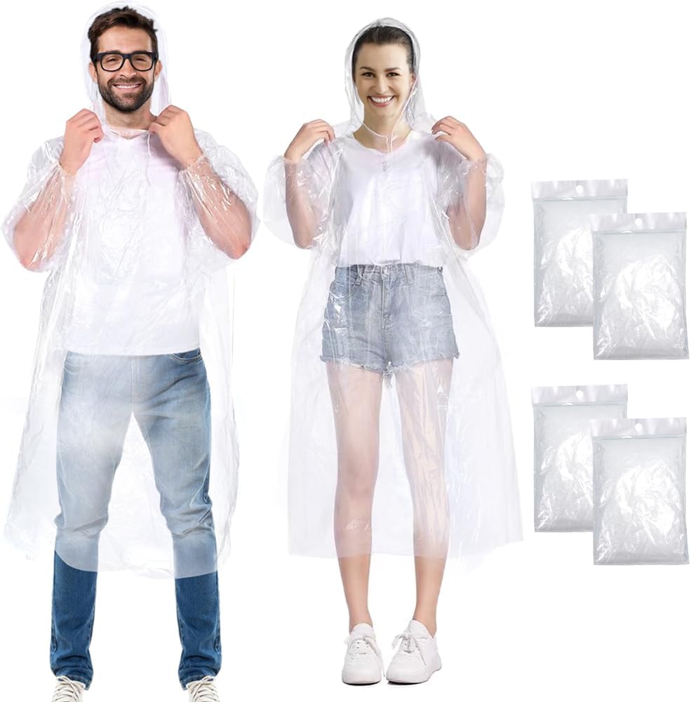 Reliable Henrycares Waterproof Rain Ponchos, Premium Disposable Clear Raincoats...