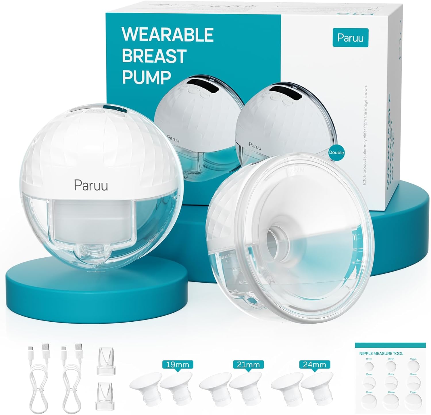 Paruu P10 Hands Free Breast Pump Wearable, 338mmHg Strong Suction, Low Noise, 4...