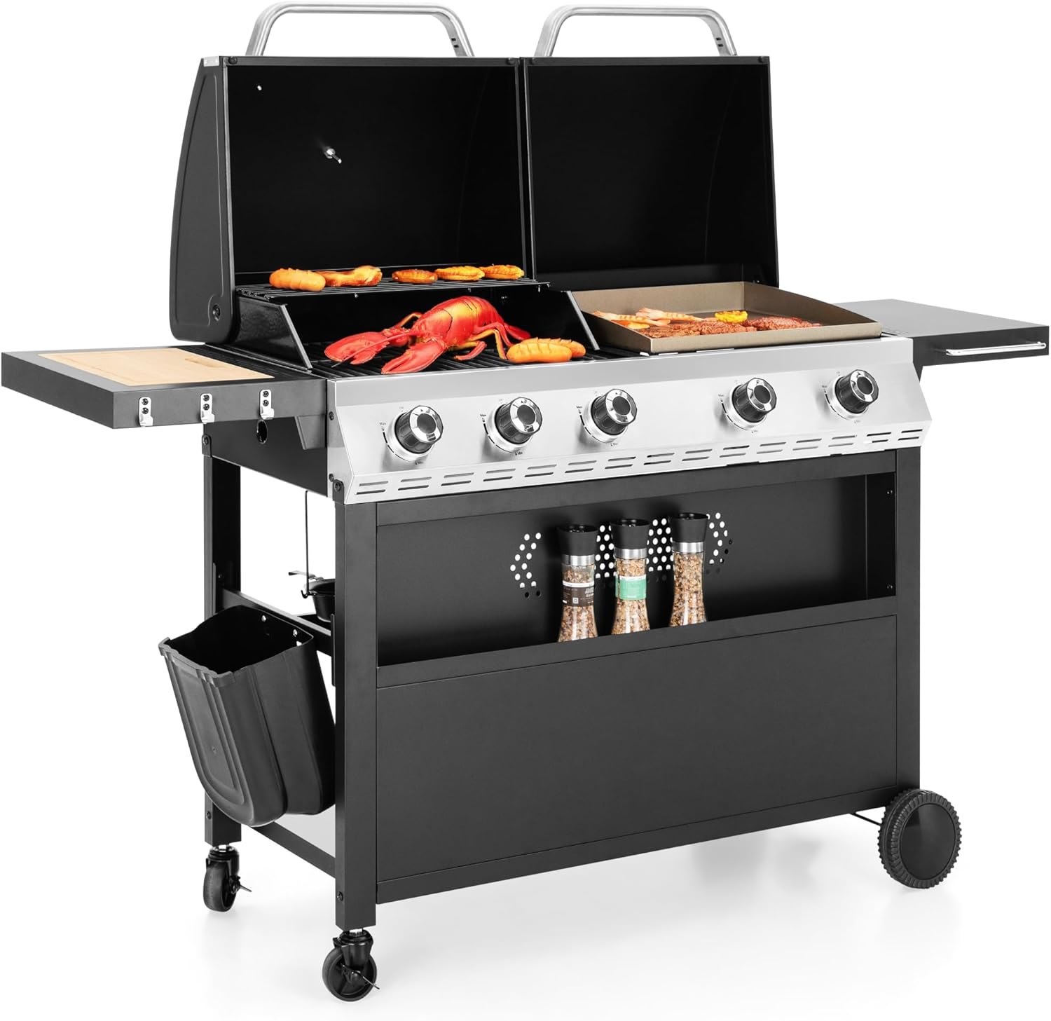 Captiva Designs Propane Gas Griddle Grill Combo with Porcelain-Enameled Cast Iro...