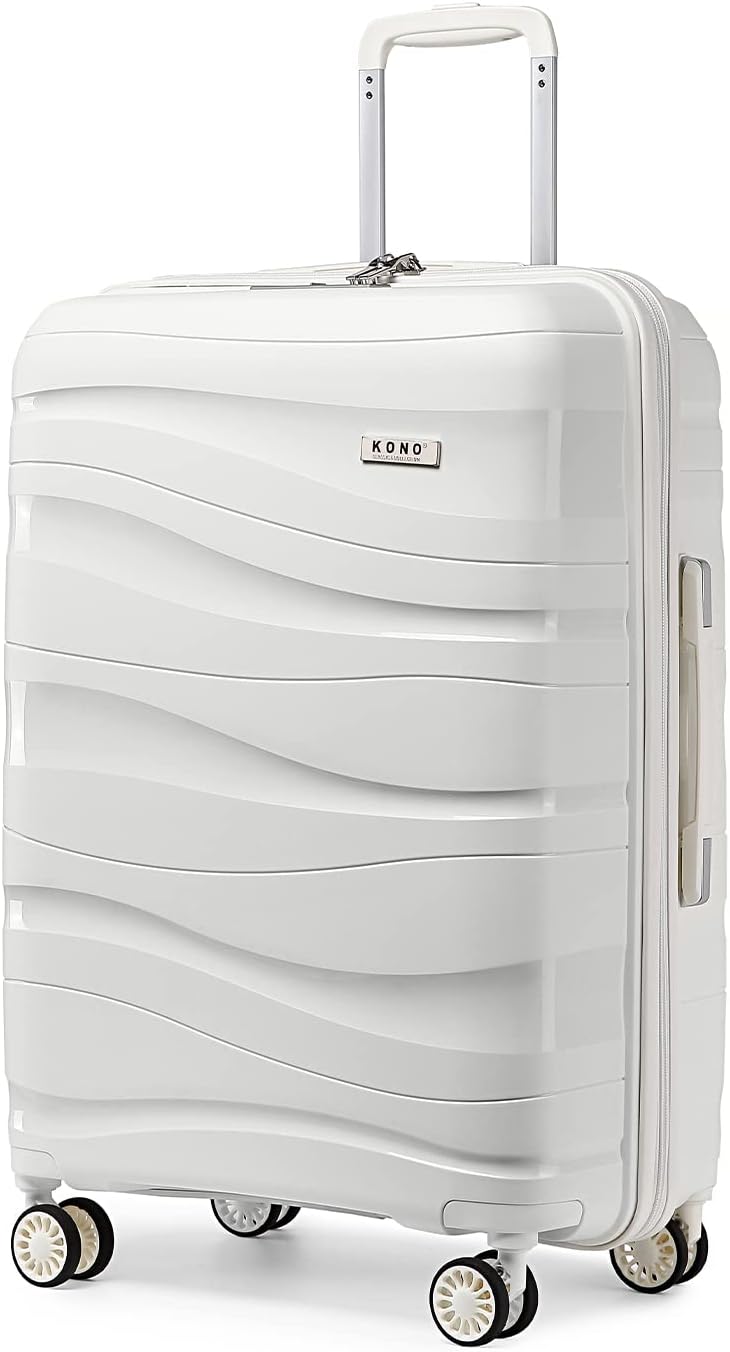Kono Large Check in Luggage 28 inch Lightweight Polypropylene Hard Shell Suitcas...