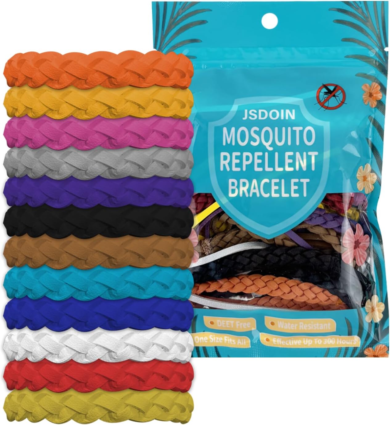 12PCS Mosquito Repellent Bracelet Jsdoin Insect Repellent Adjustable Leather Nat...