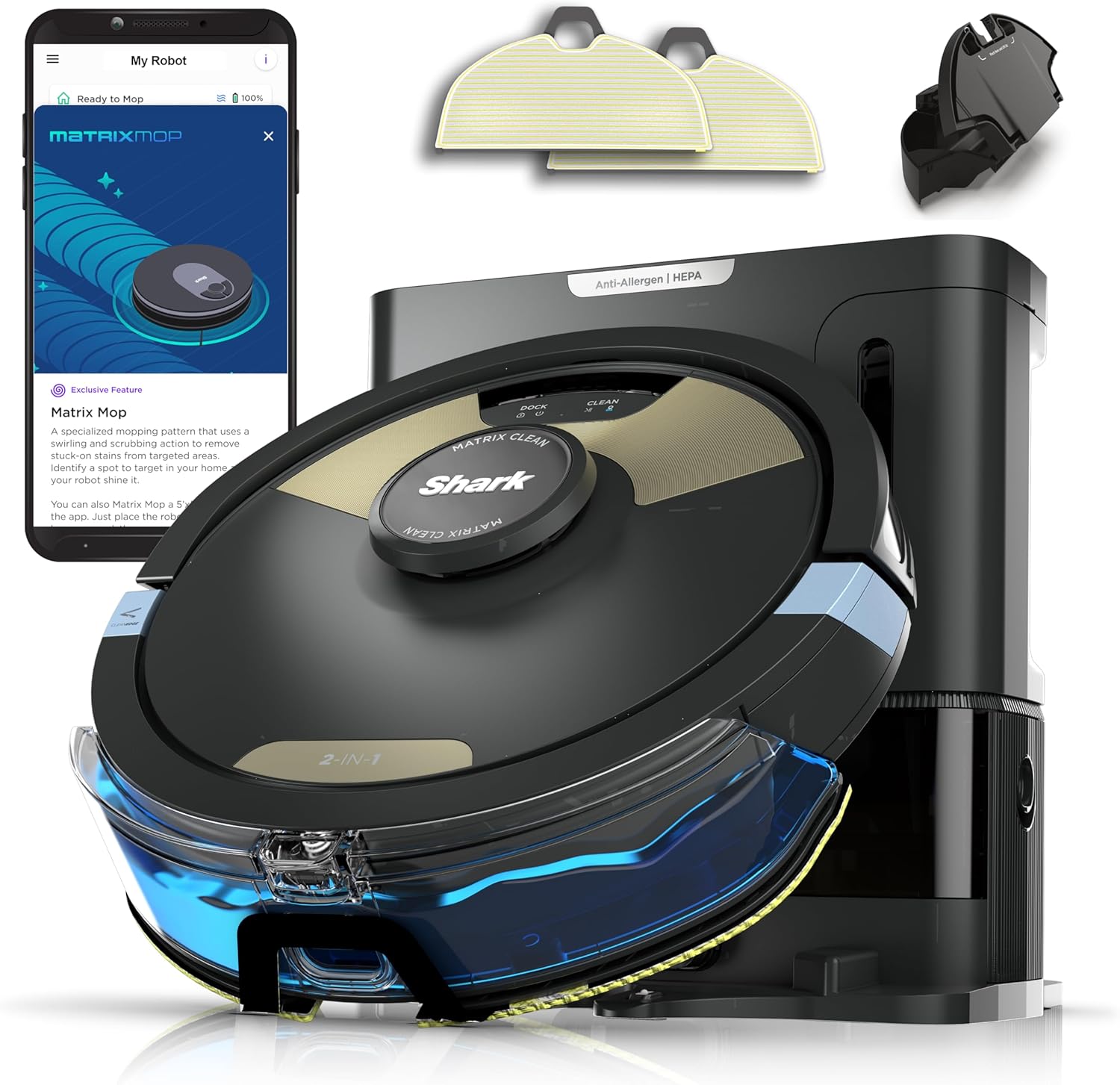 Shark Matrix Plus 2in1 Robot Vacuum & Mop with Sonic Mopping, Matrix Clean, Home...