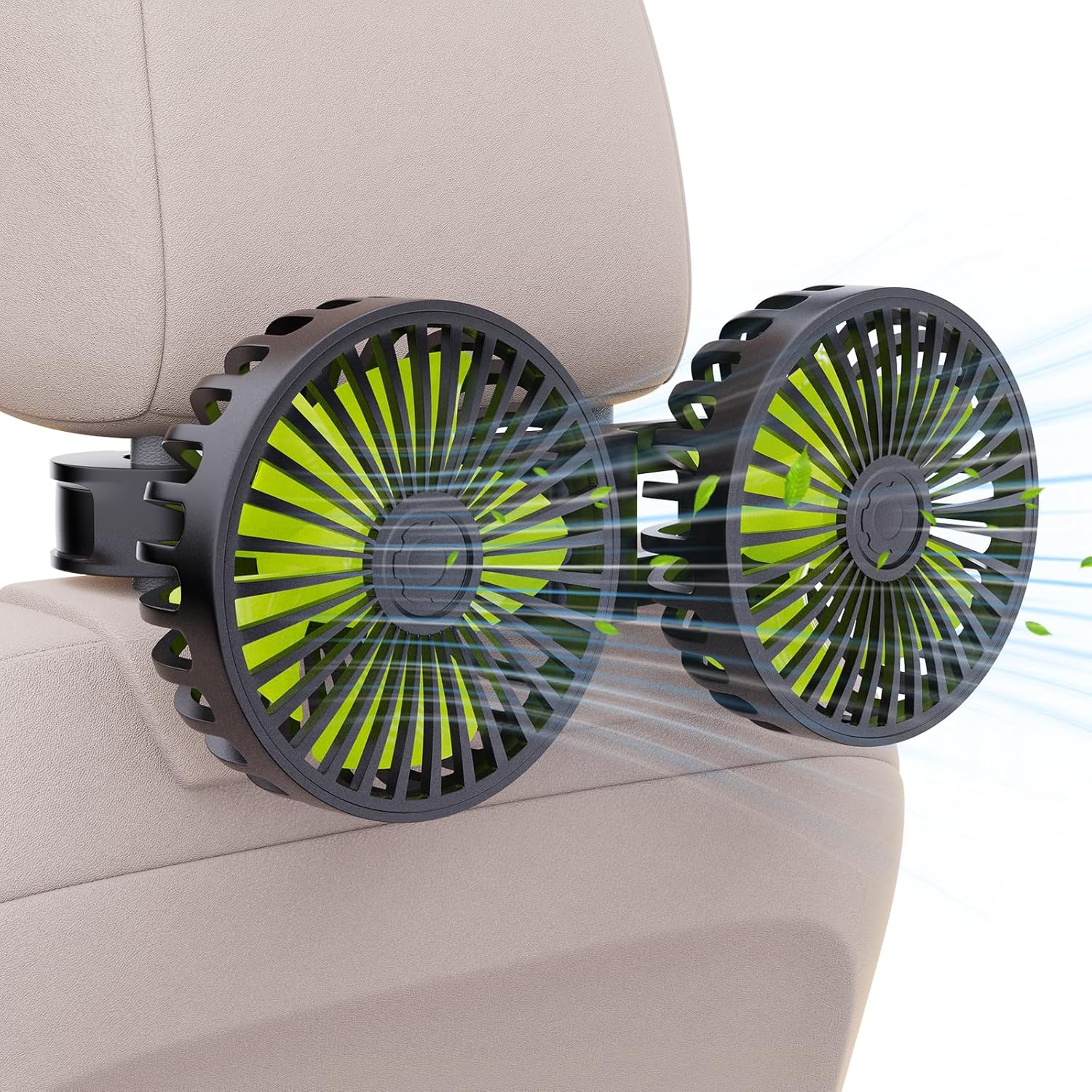 USB Car Cooling Fans, Unique Dual Head Car Fan for Kids, Versatile 3 Speeds 360°...