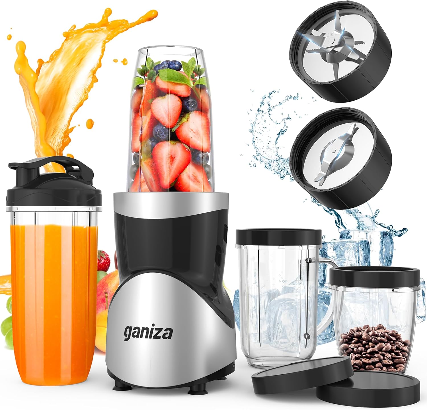 Ganiza Smoothie Blender, 900W Blenders for Shakes and Smoothies, 15-Piece Person...