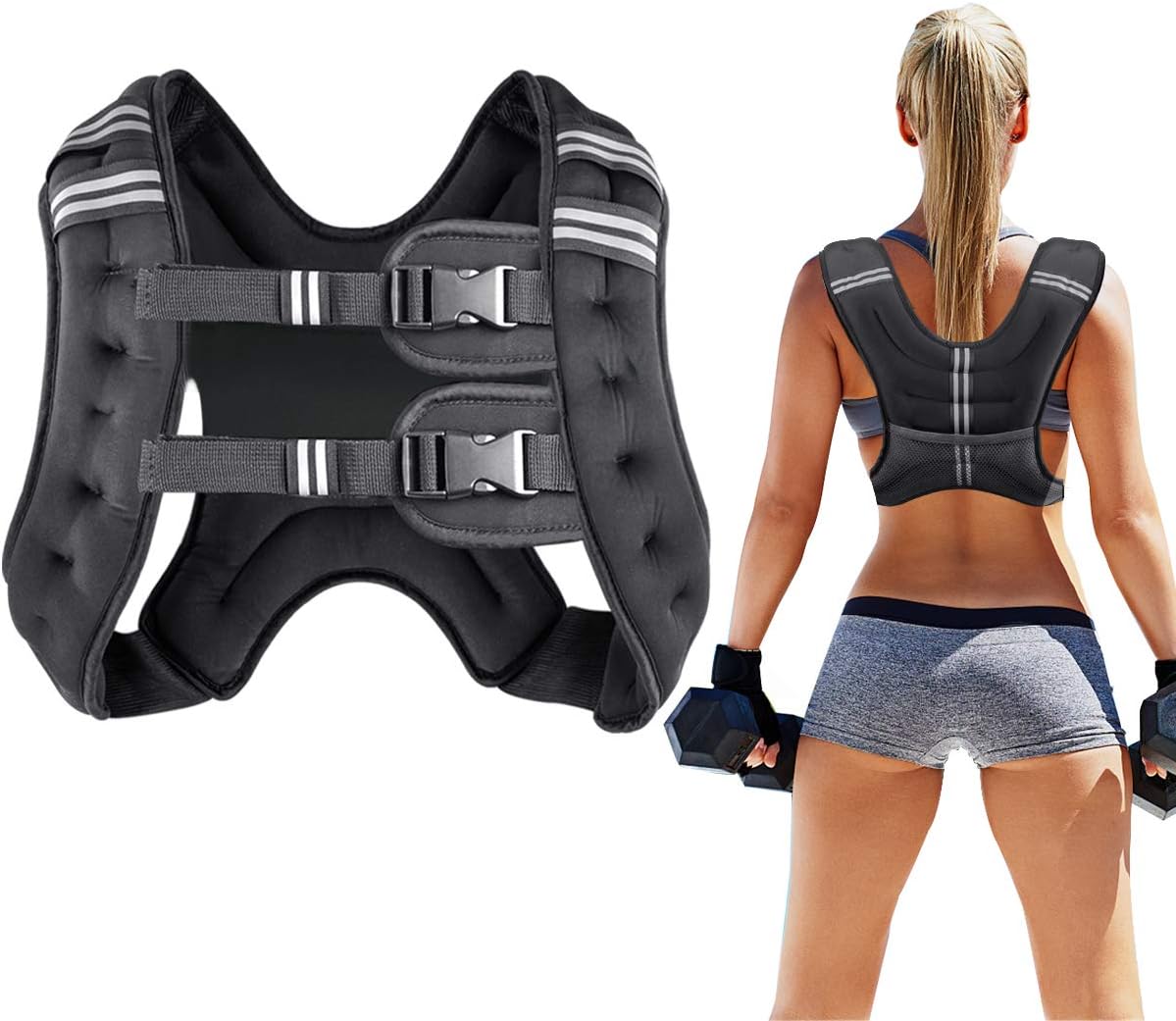 Prodigen Weighted Vest for Women and Men 8 12 16 20 25 30 Lbs with Reflective St...