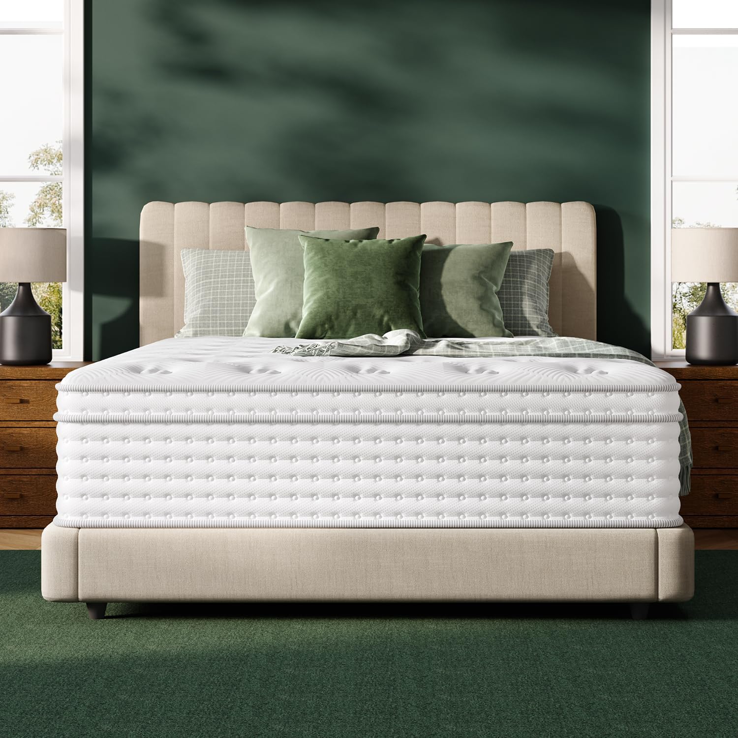 FP FLEXPEDIC Queen Mattress, 14 Inch Luxury Hybrid Mattresses, Fiberglass-Free M...