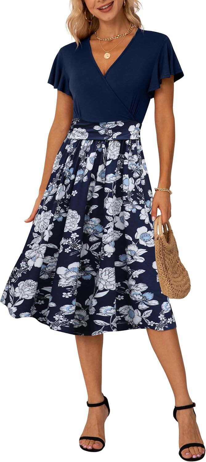 Stylish GRECERELLE Womens Summer Wrap Dress, Elegant Casual Dress for Women With...