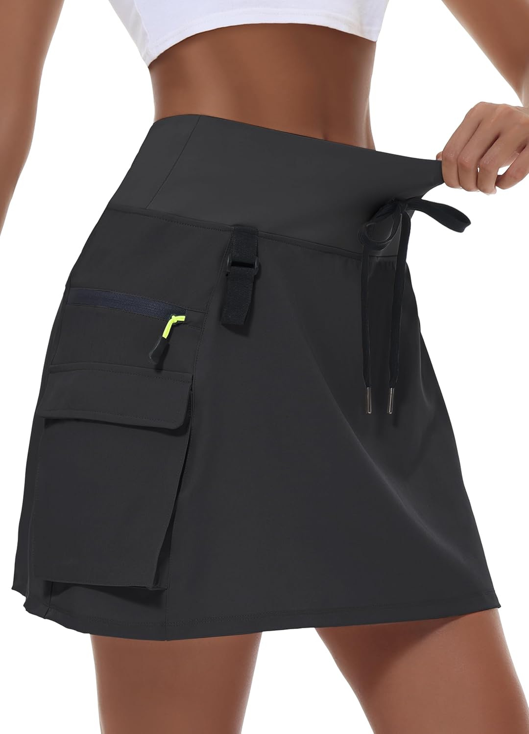 Women's Hiking Cargo Skort, Unique High Waisted Golf Dressy Skirt for Casual Wea...