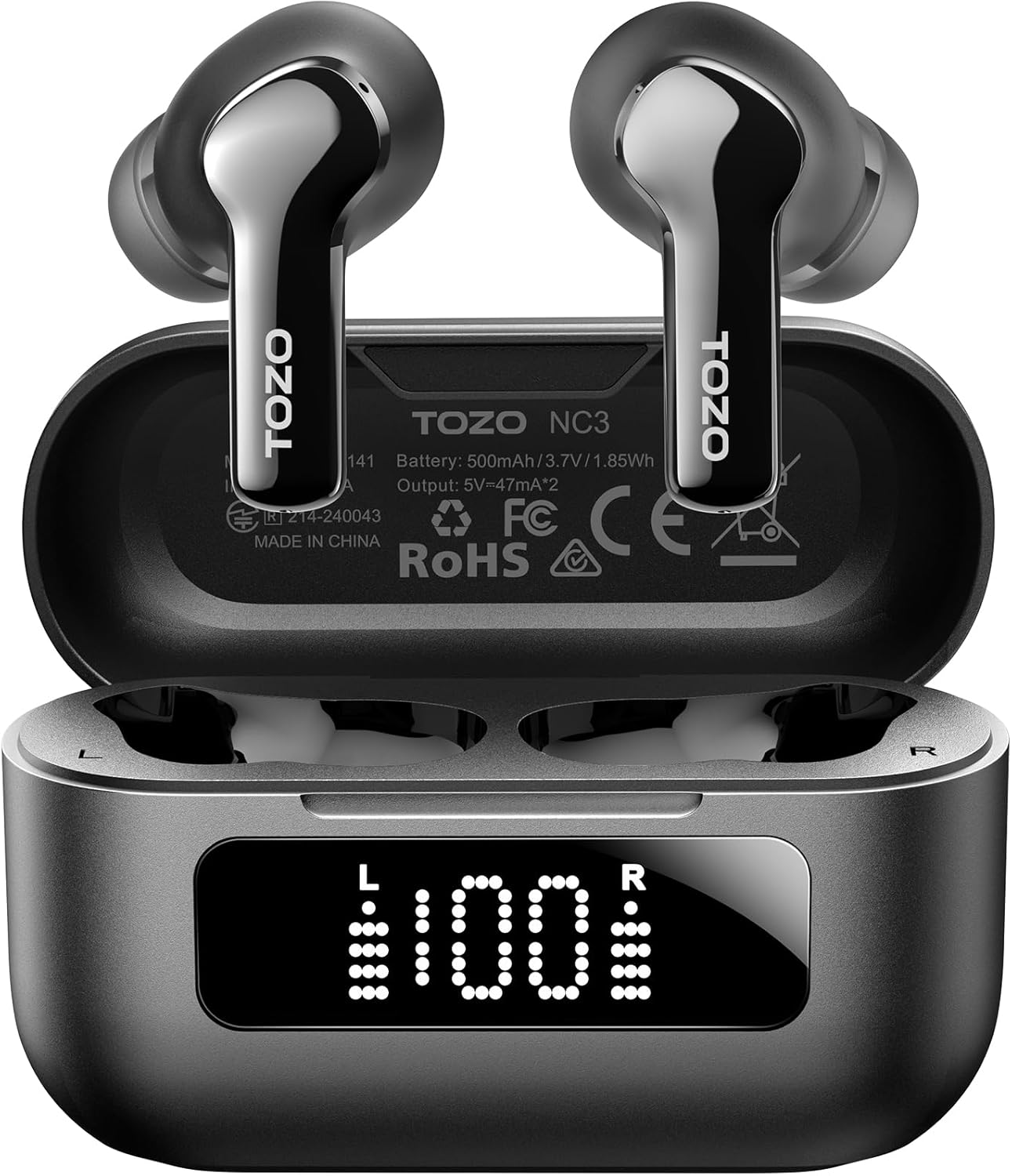 TOZO Hybrid Active Noise Cancelling Wireless Earbuds with 6 Mics AI Clear Call E...