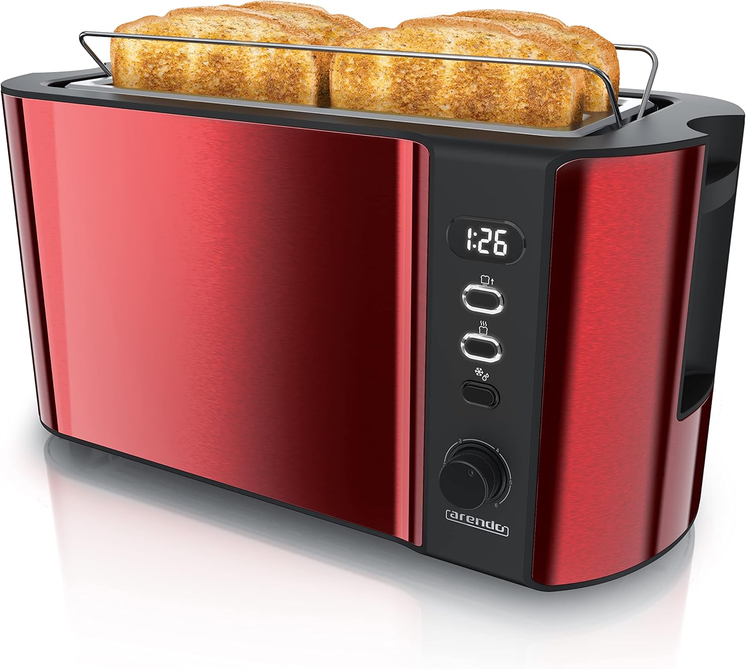 arendo - Frukost 4 slice long slot toaster - double wall housing – with warming...