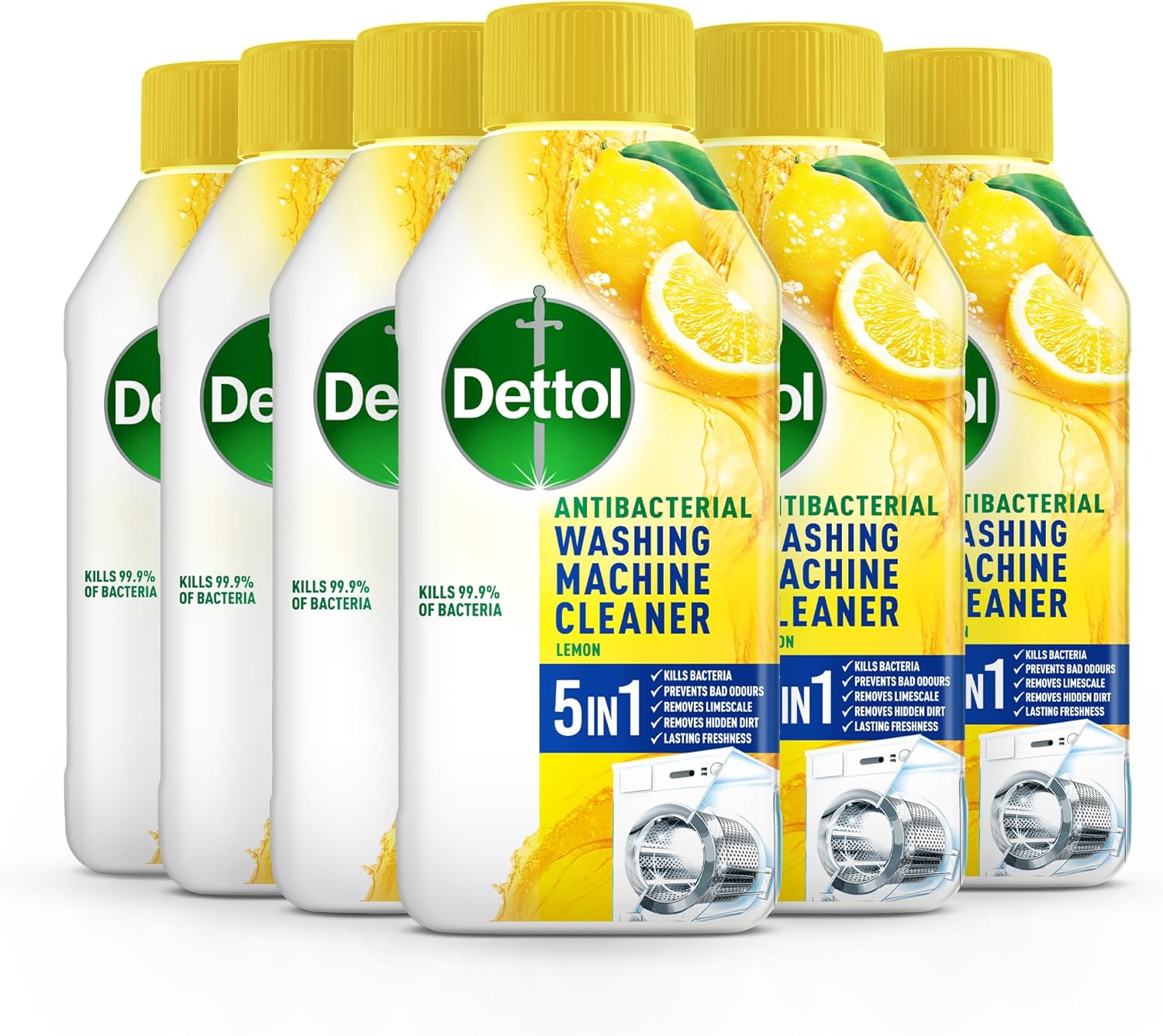 Dettol Washing Machine Cleaner, Lemon, Multipack of 6 X 250ml, Total of 1.5L, Wa...