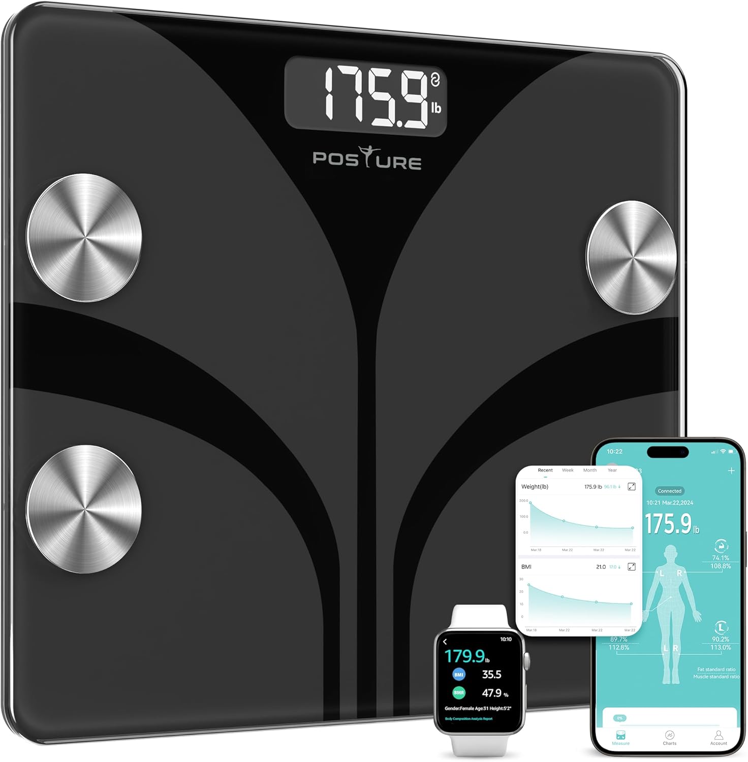 Posture Scale for Body Weight, Digital Bathroom Sm...