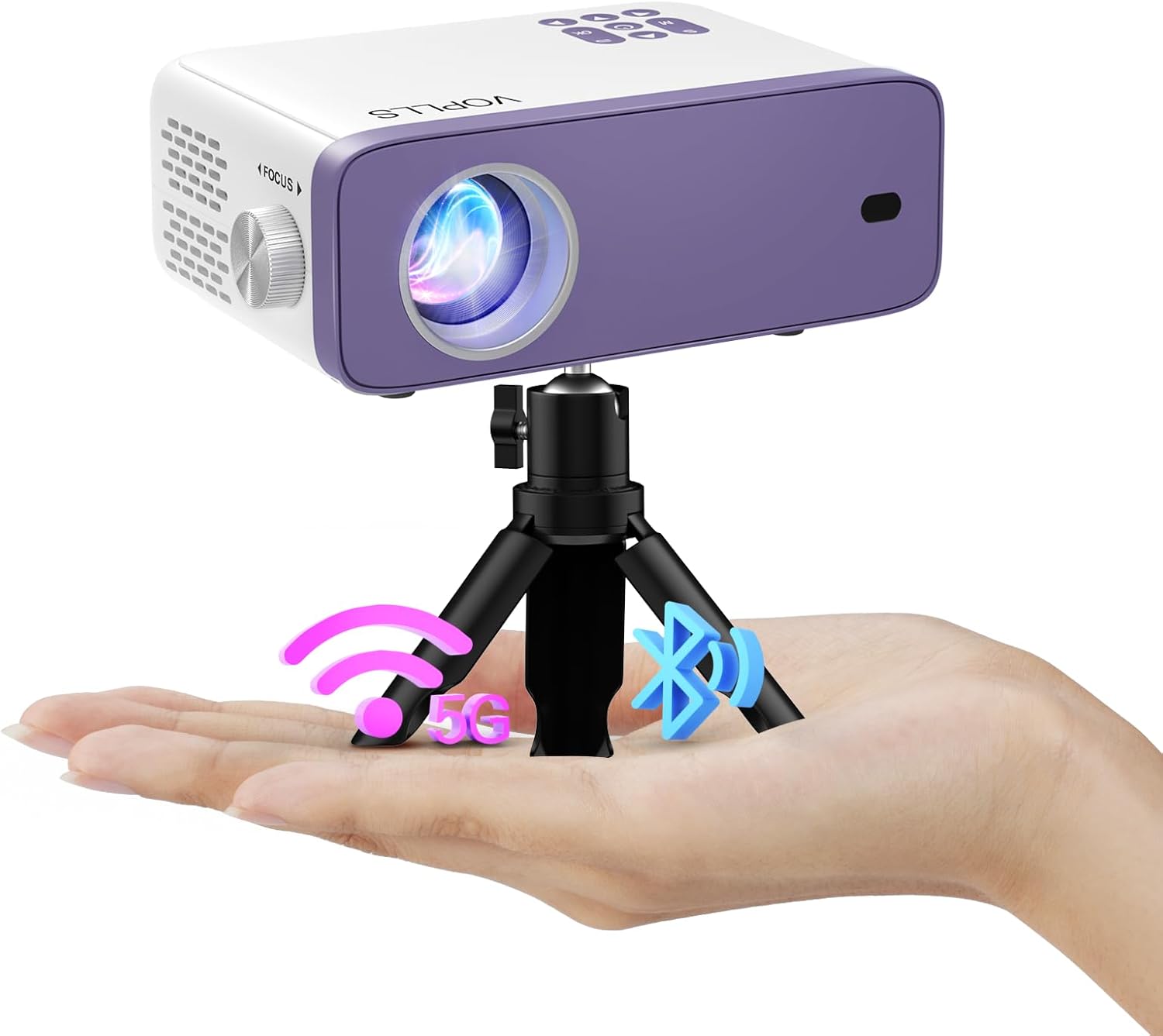 Mini Projector, VOPLLS WiFi Bluetooth 1080P Full HD 15000L Video Projector Porta...