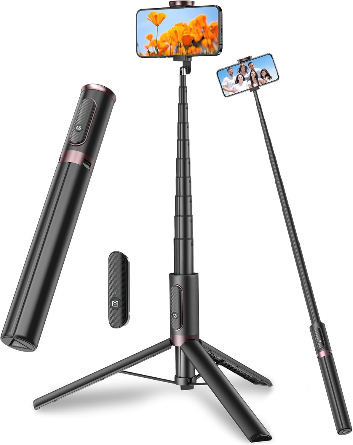 TONEOF 67" Selfie Stick Tripod, All-in-1 Phone Tripod Stand Video Kits with Inte...