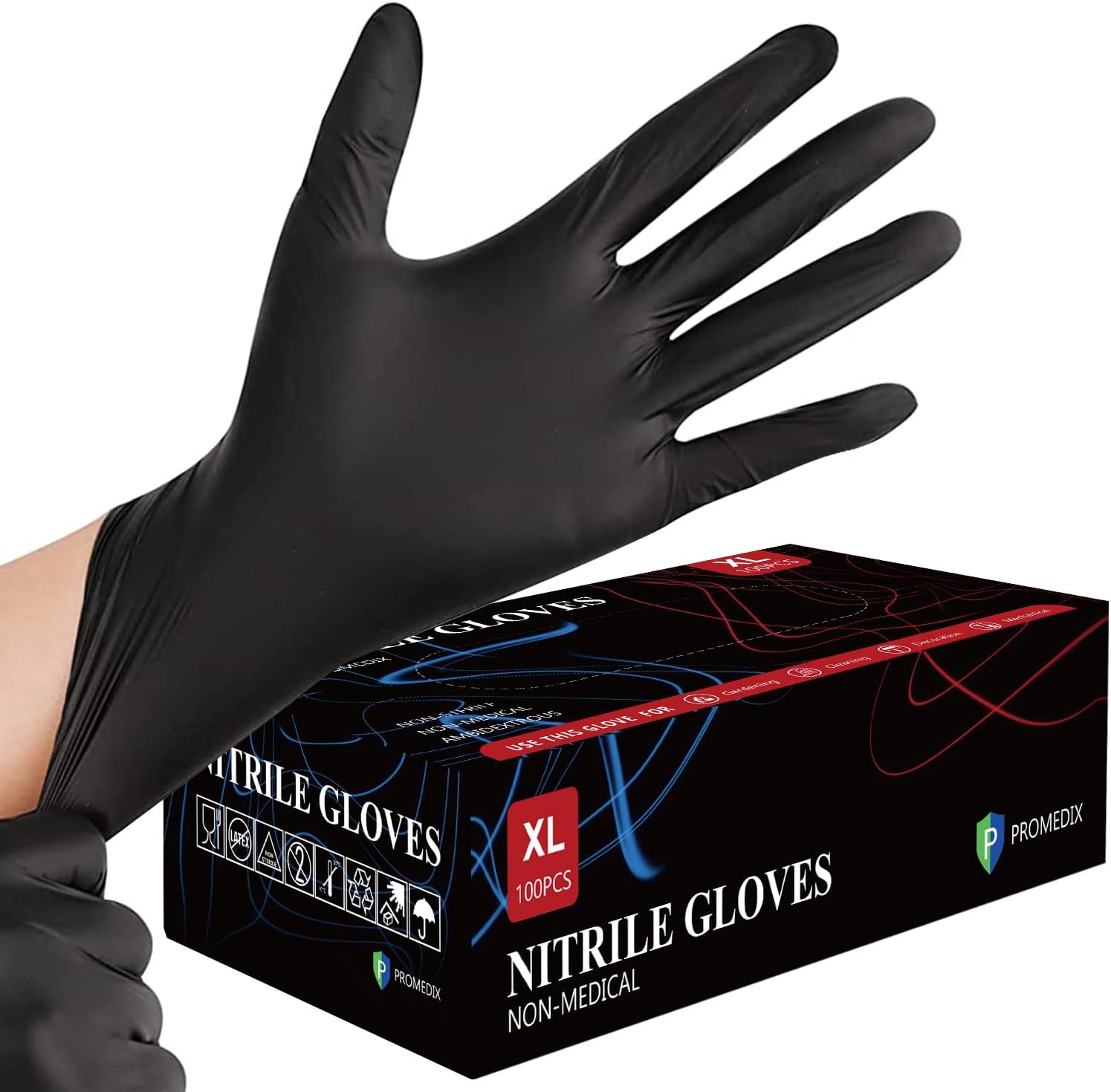PROMEDIX P Nitrile Disposable Gloves,4mil-100 Count,Gloves Disposable Latex Free...