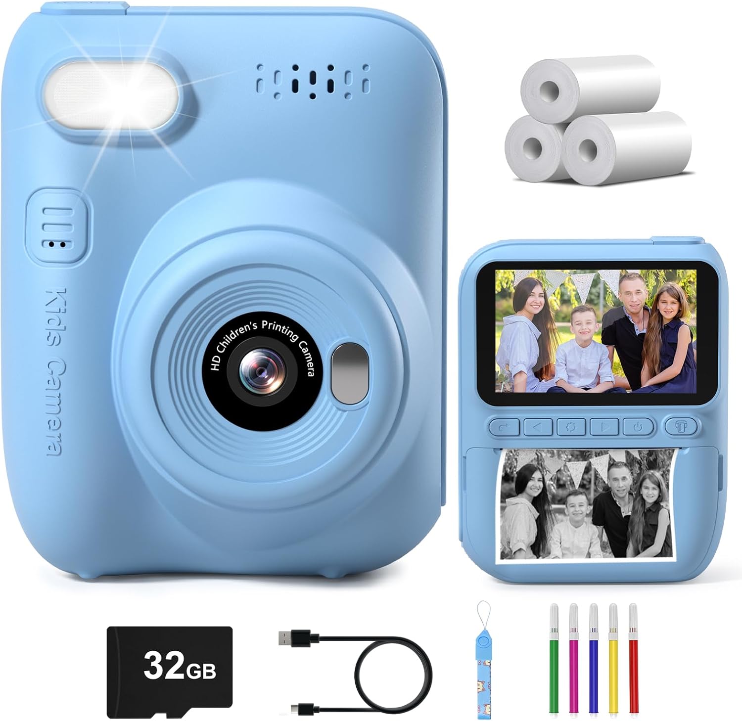 Gofunly Kids Camera Instant Print, 3.0'' Big Screen Digital Instant Camera for K...