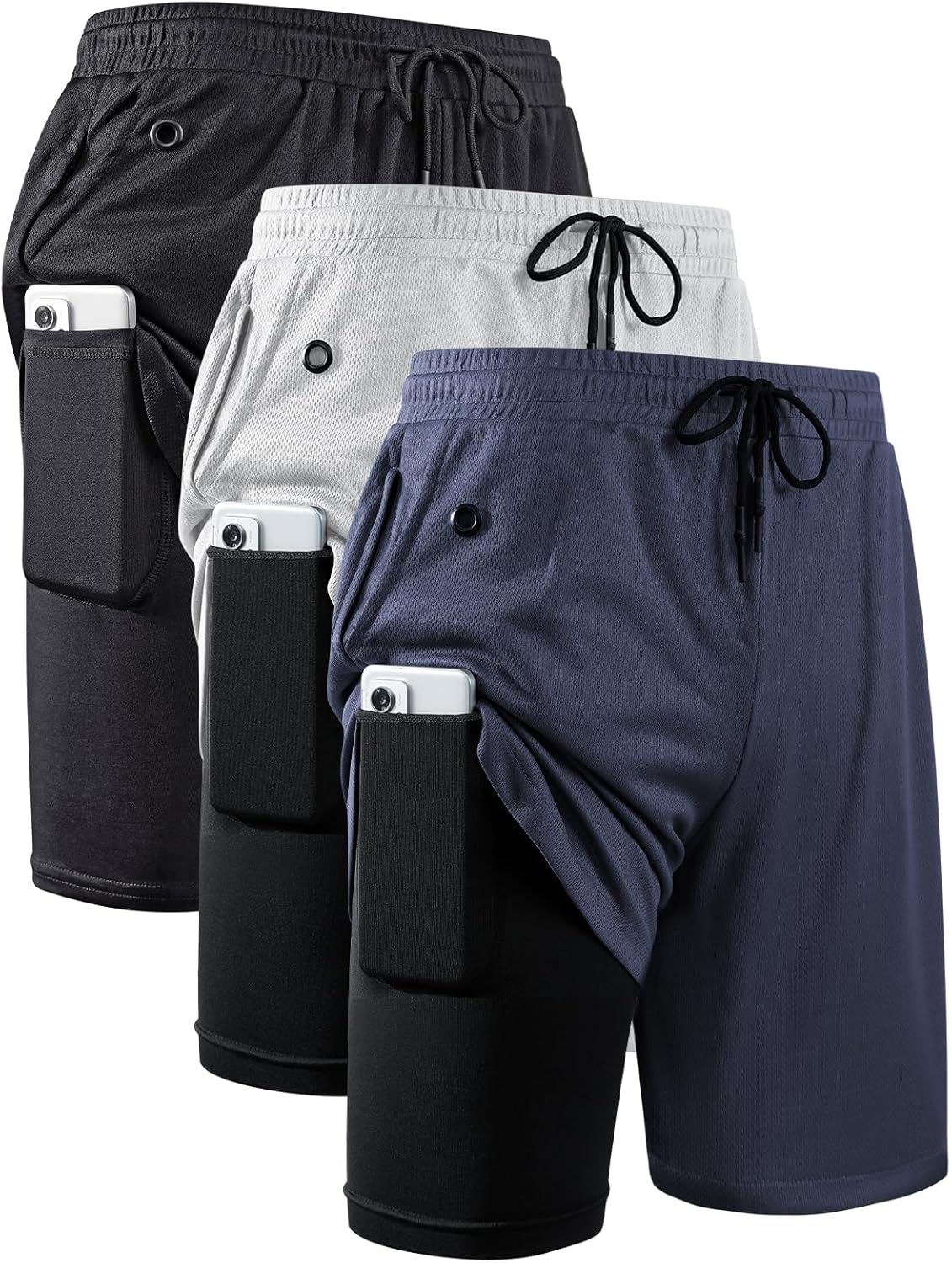 JWJ Mens 2 in 1 Running Shorts, Special Quick Dry Gym Athletic Workout Apparel,...