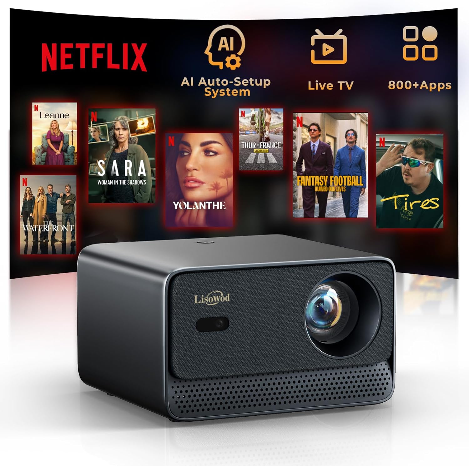 Projector with WiFi and Bluetooth, Mini-Projector: [For Netflix & AI Auto-Setup...
