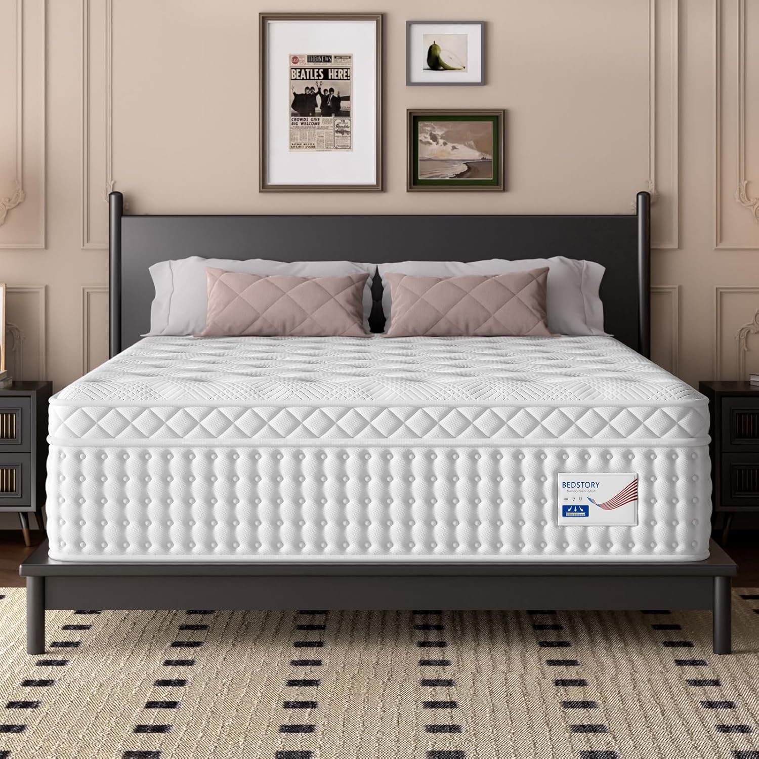 BedStory Firm Queen Size Mattress, 12 Inch Hybrid Mattress in a Box with Extra L...