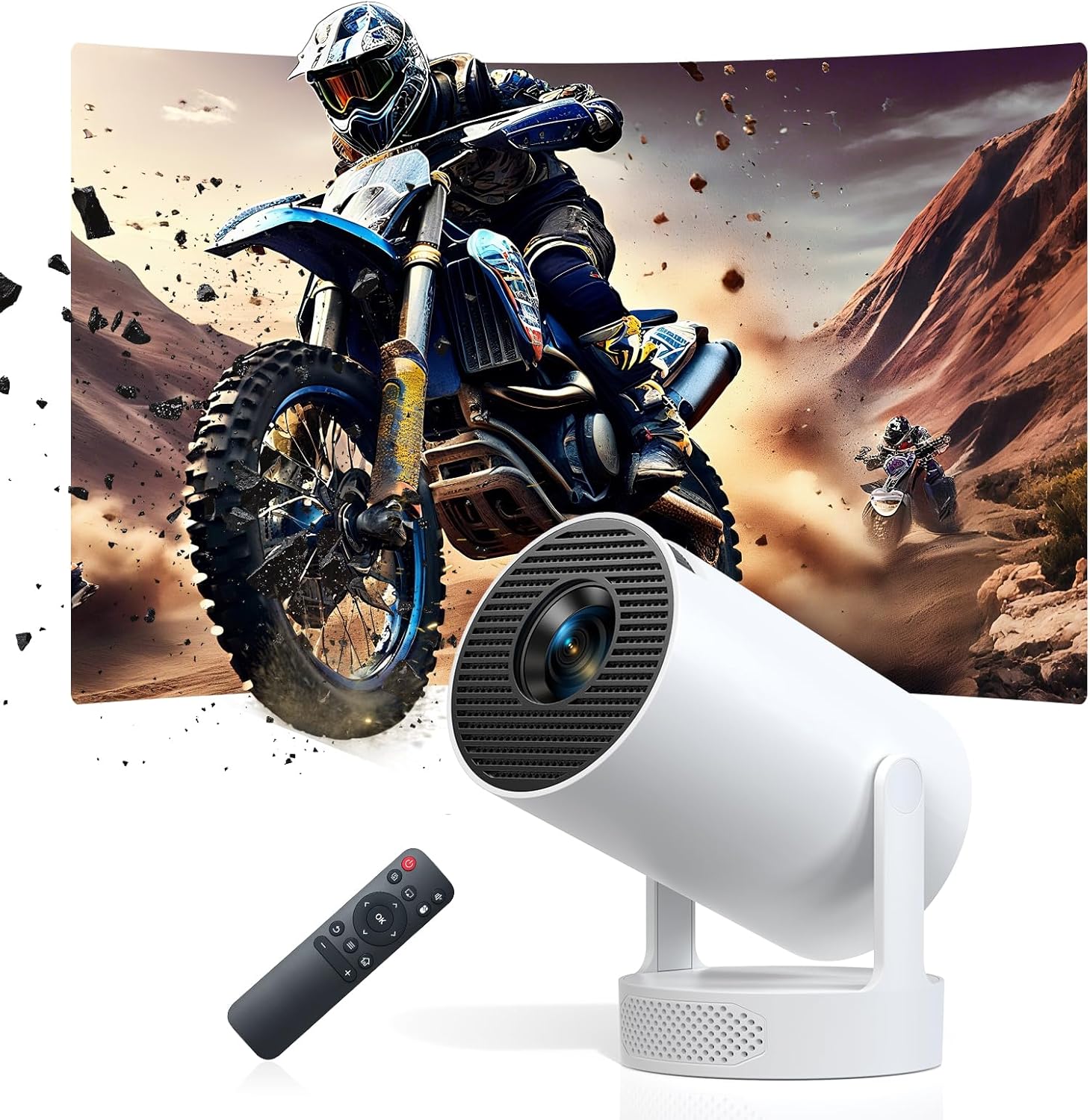 Smart Mini Projector 1080P 4K Supported, 300 ANSI Lumens HD Video Projector, Aut...