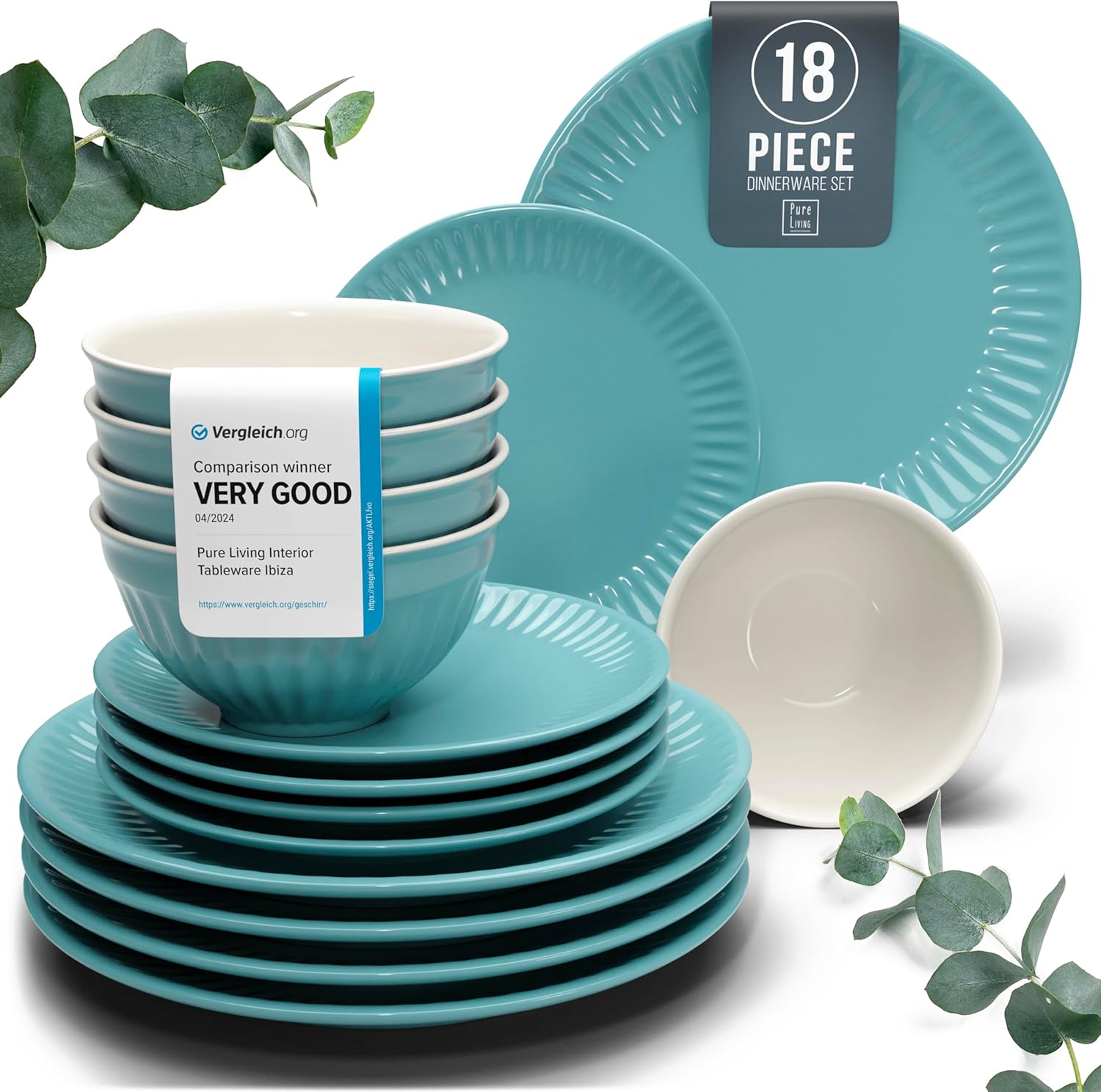 18-Piece Dinnerware Set, Special Bowl and Plate Set, High-Quality Stoneware Dini...