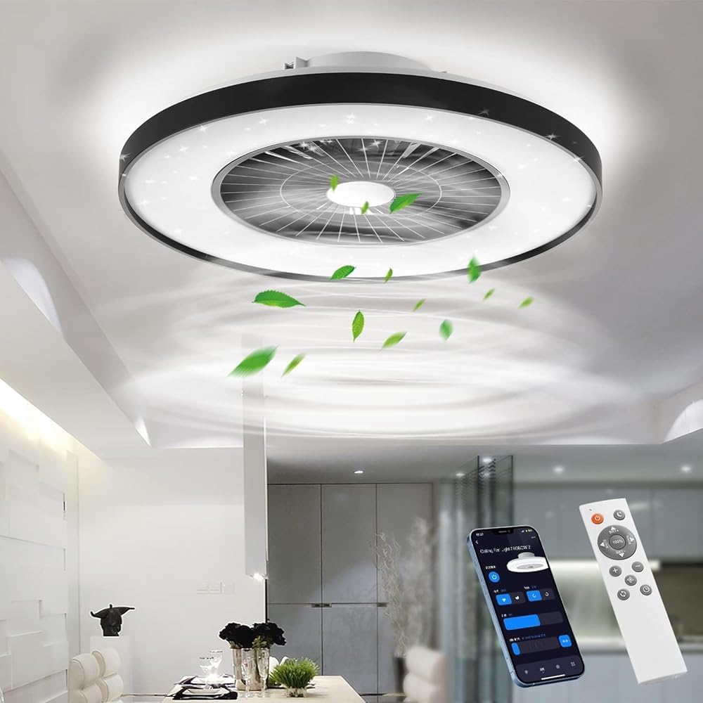 High-Quality BKZO Smart LED Ceiling Light, Special Ceiling Fan Lights with Stepl...
