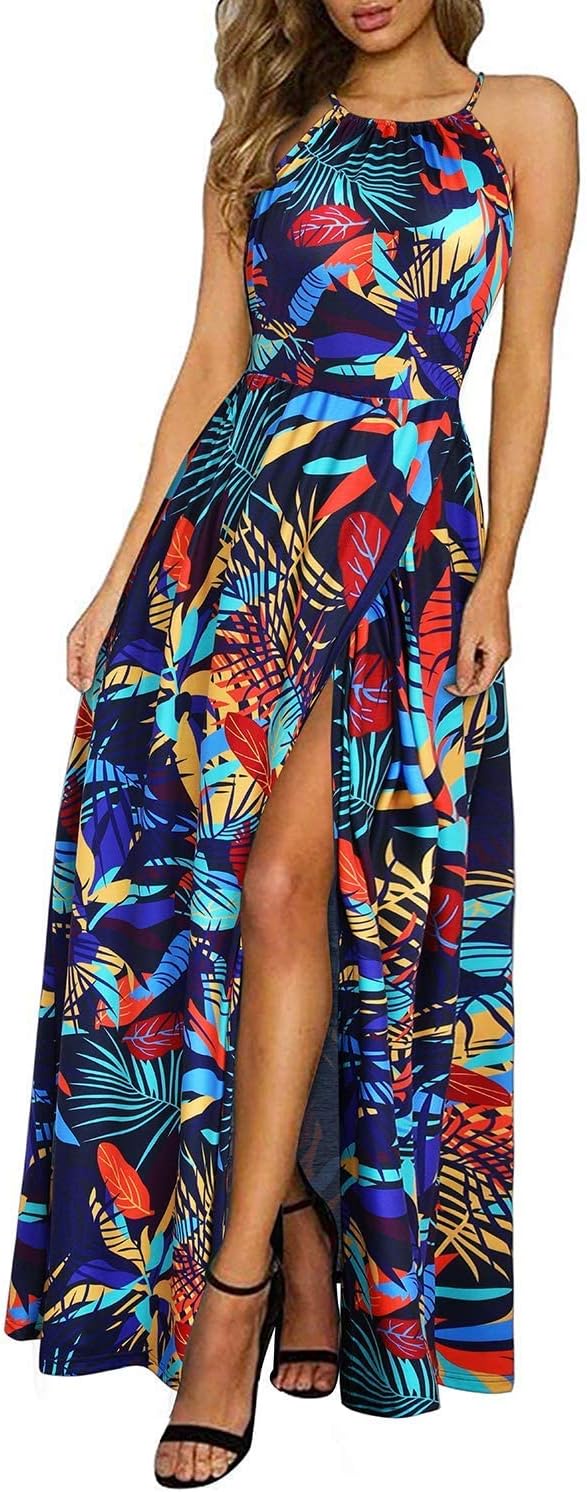 KILIG Women's Summer Maxi Dress 2025 Casual Sleeveless Split Floral Sundress Bea...