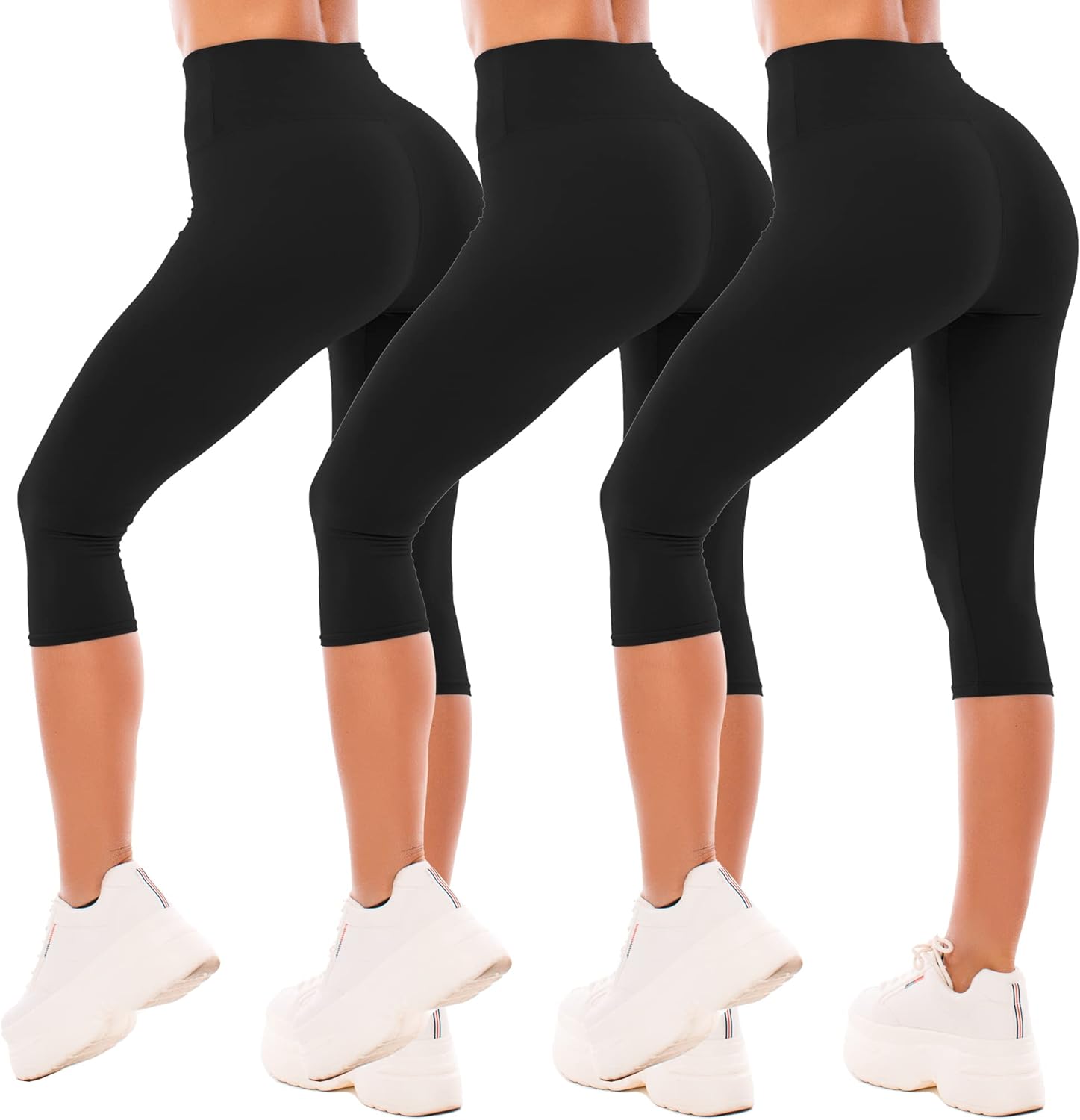 SINOPHANT High Waisted Capri 3/4 Length Leggings for Women, Buttery Soft Elastic...