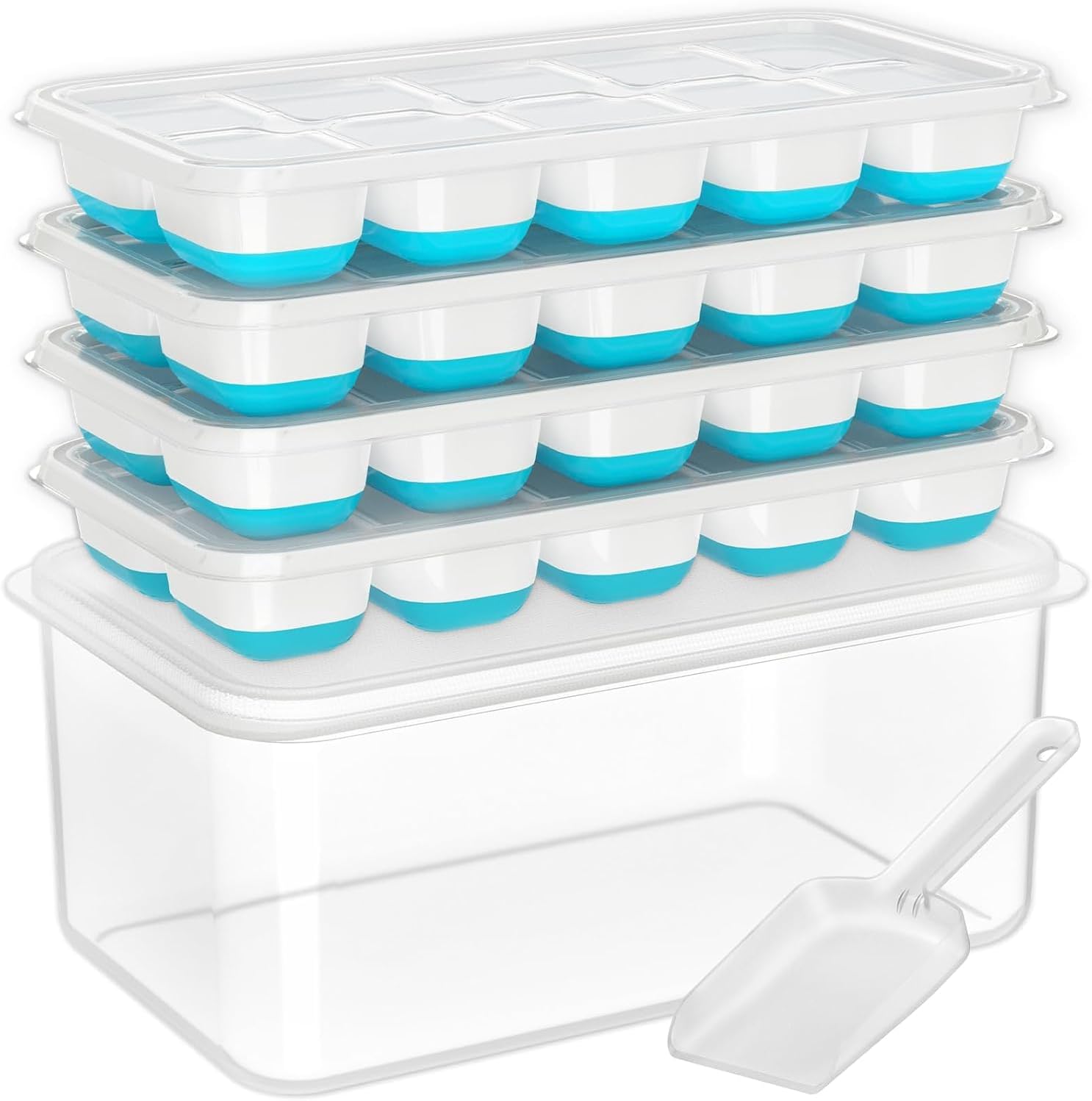 DOQAUS Ice Cube Tray with Lid, Innovative Ice Cubes Trays for Freezer, Special S...