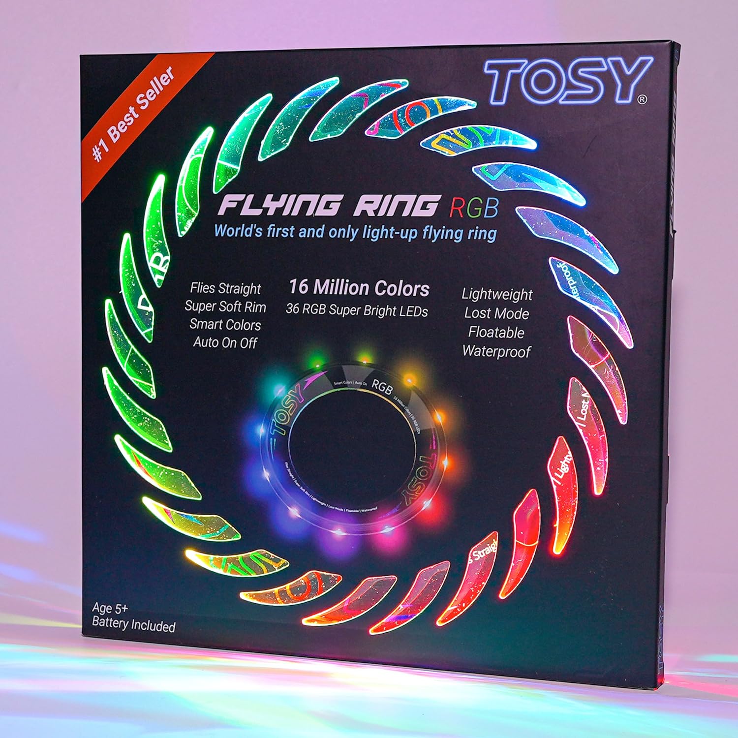 TOSY Flying Ring - 16 Million Color RGB or 12 LEDs, Super Bright, Lost Mode, Aut...