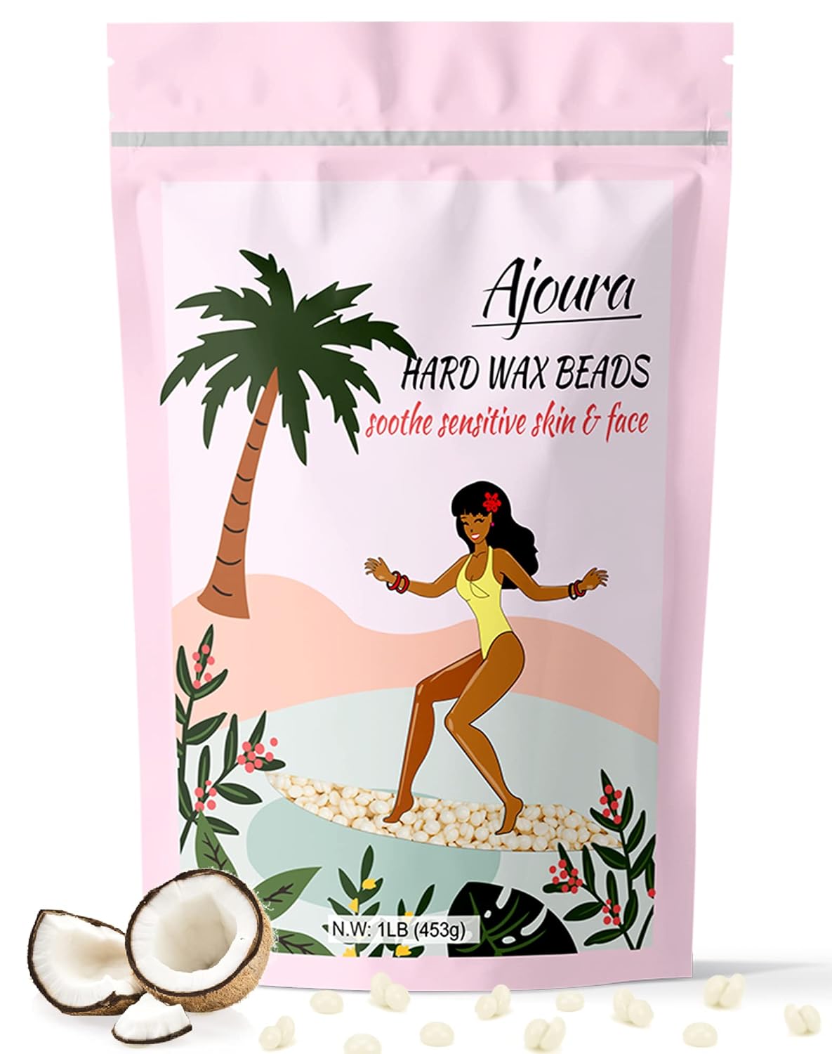 Ajoura 1lb Refill Wax Beans for Hair Removal Kit, Brazilian Coarse Waxing for Bi...