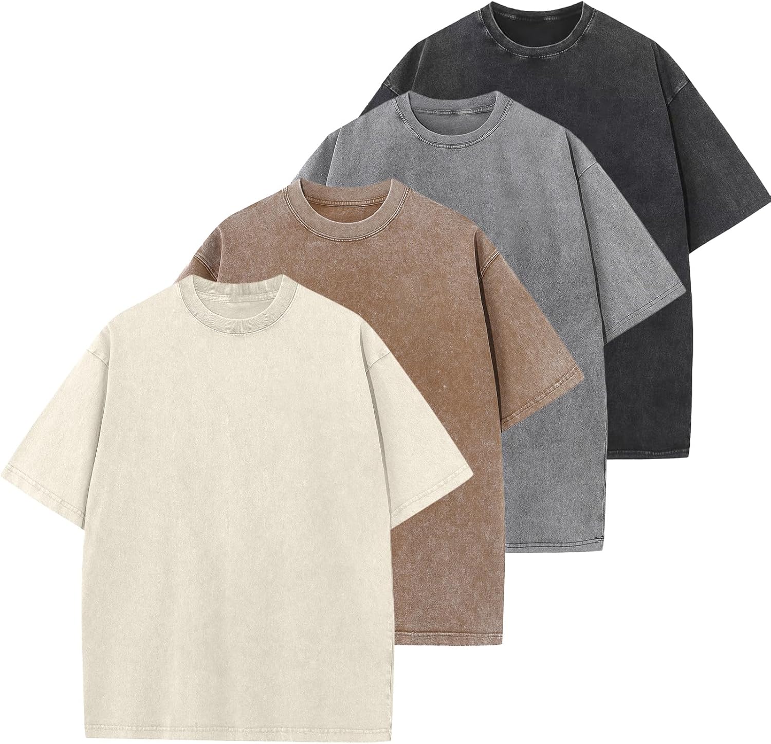 Trendy Men’s Oversized Cotton T-Shirts, Unique Loose Fit Vintage Washed Tee, Uni...