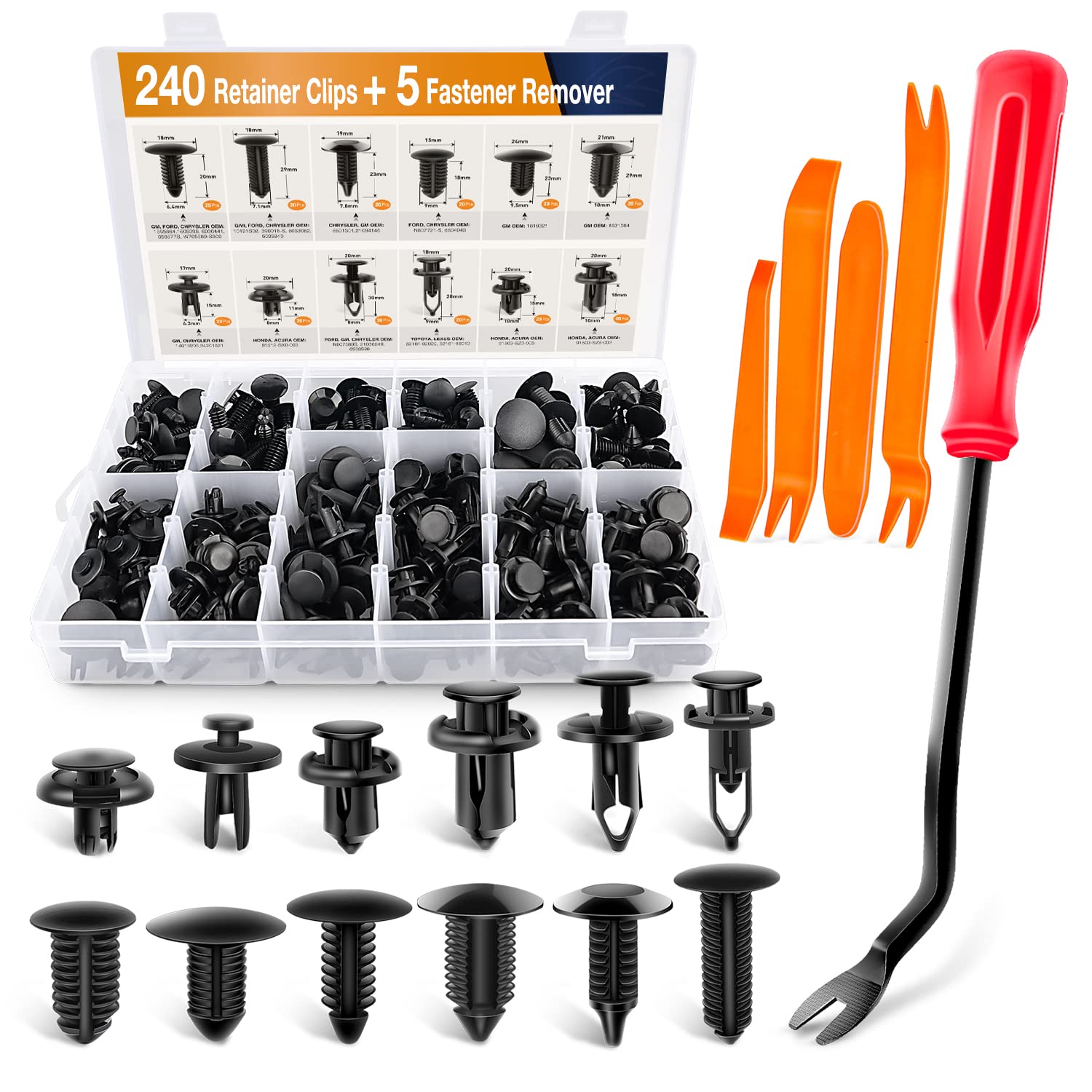 GOOACC - GRC-33 240PCS Bumper Retainer Clips Car P...