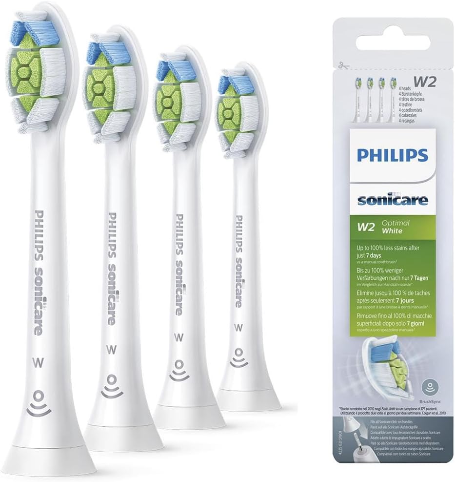 Philips Sonicare Original W2 Optimal White Standard Sonic Toothbrush Heads - 4 P...