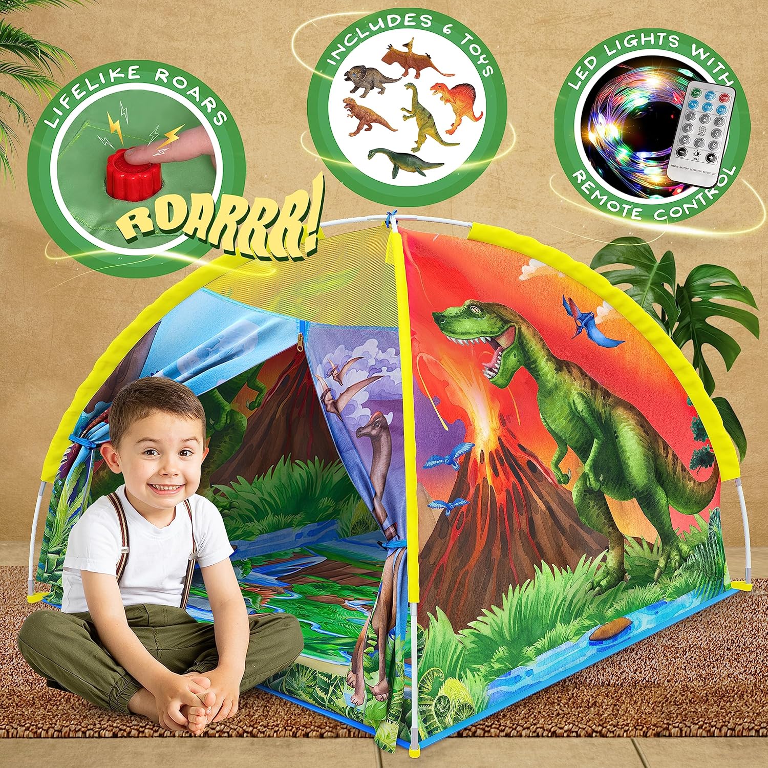 W&O Dino Super Dome Age 3+ with Roar Button, Dinosaur Toys and LED Lights - Epic...