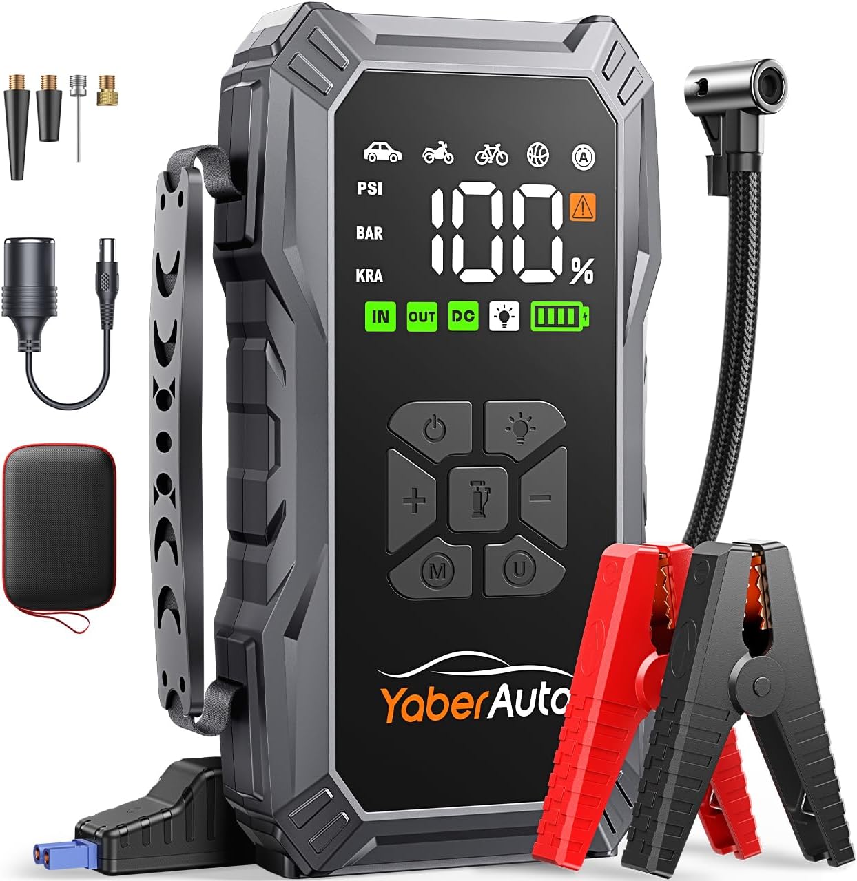 Jump Starter Power Pack with Air Compressor, YaberAuto 5500A Portable Car Batter...