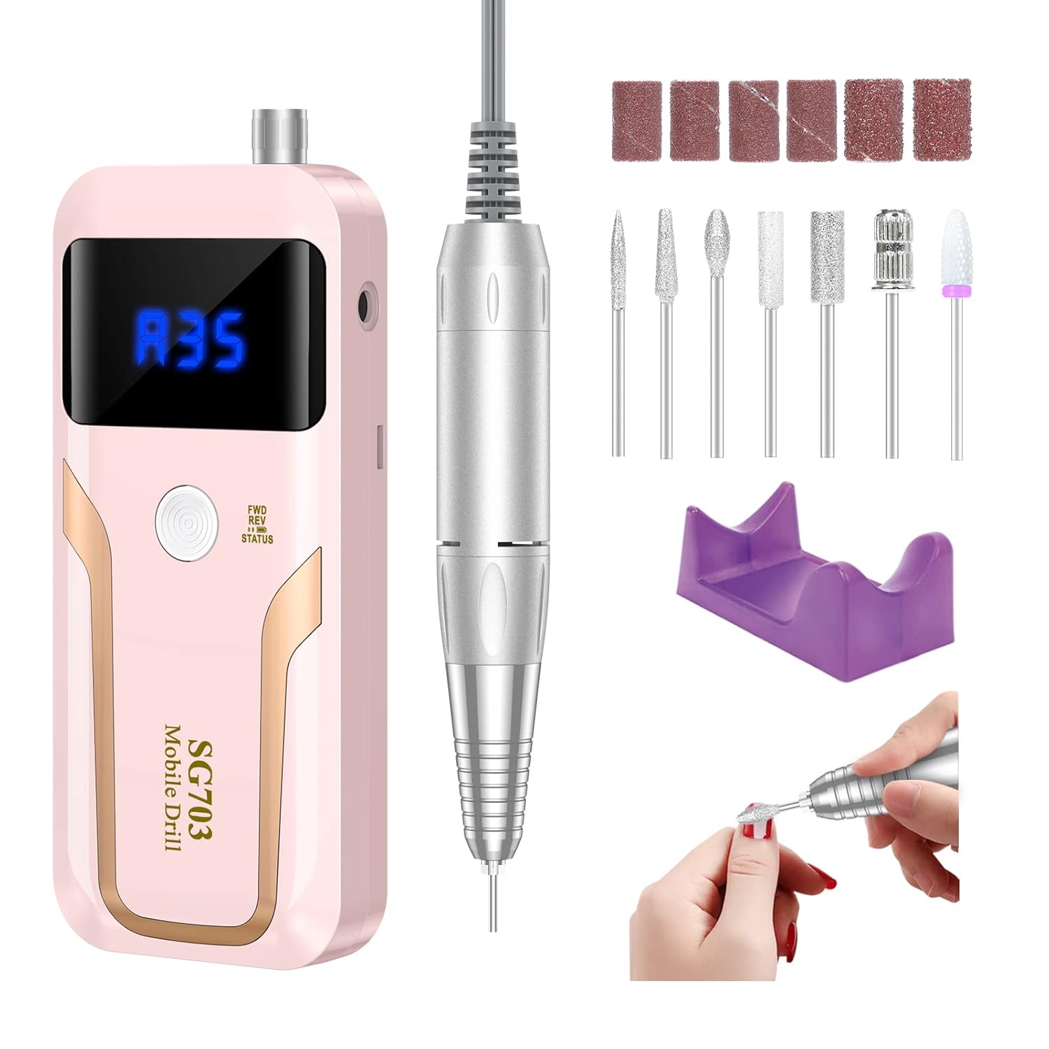 Portable Nail Drill Professional 35000 RPM, MOCOWIND Rechargeable Electric Nail...